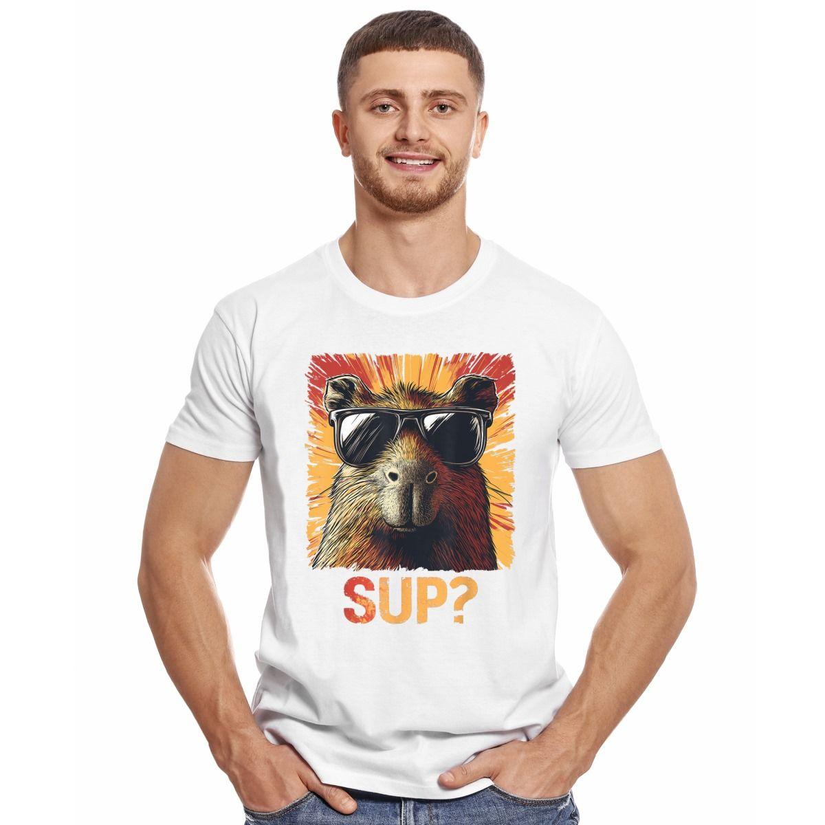 CAPIBARA LENTES ANTEOJOS SUP DIVERTIDO CHISTOSO POLERA MANGA CORTA HOMBRE-2