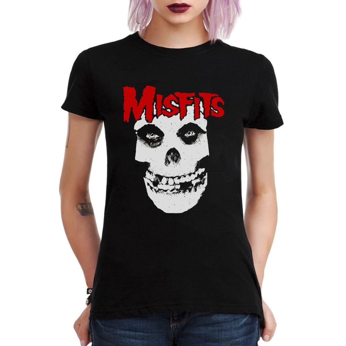 MISFITS CALAVERA CON LOGO ROJO POLERA MUJER-2