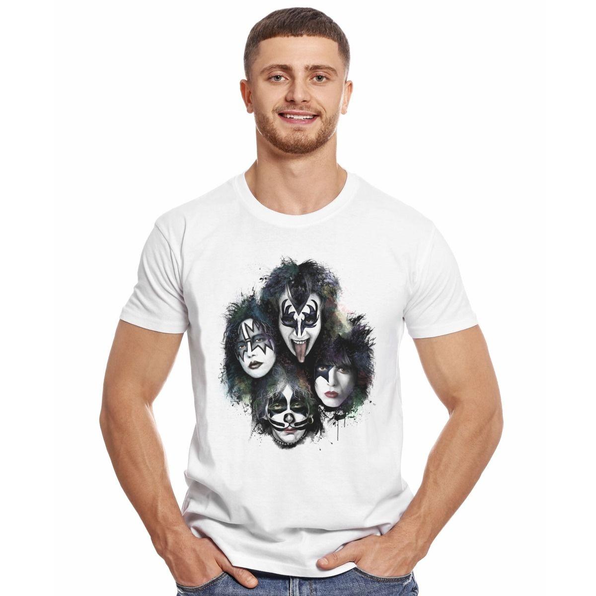 KISS FACES SPLATTER ART POLERA MANGA CORTA HOMBRE-2