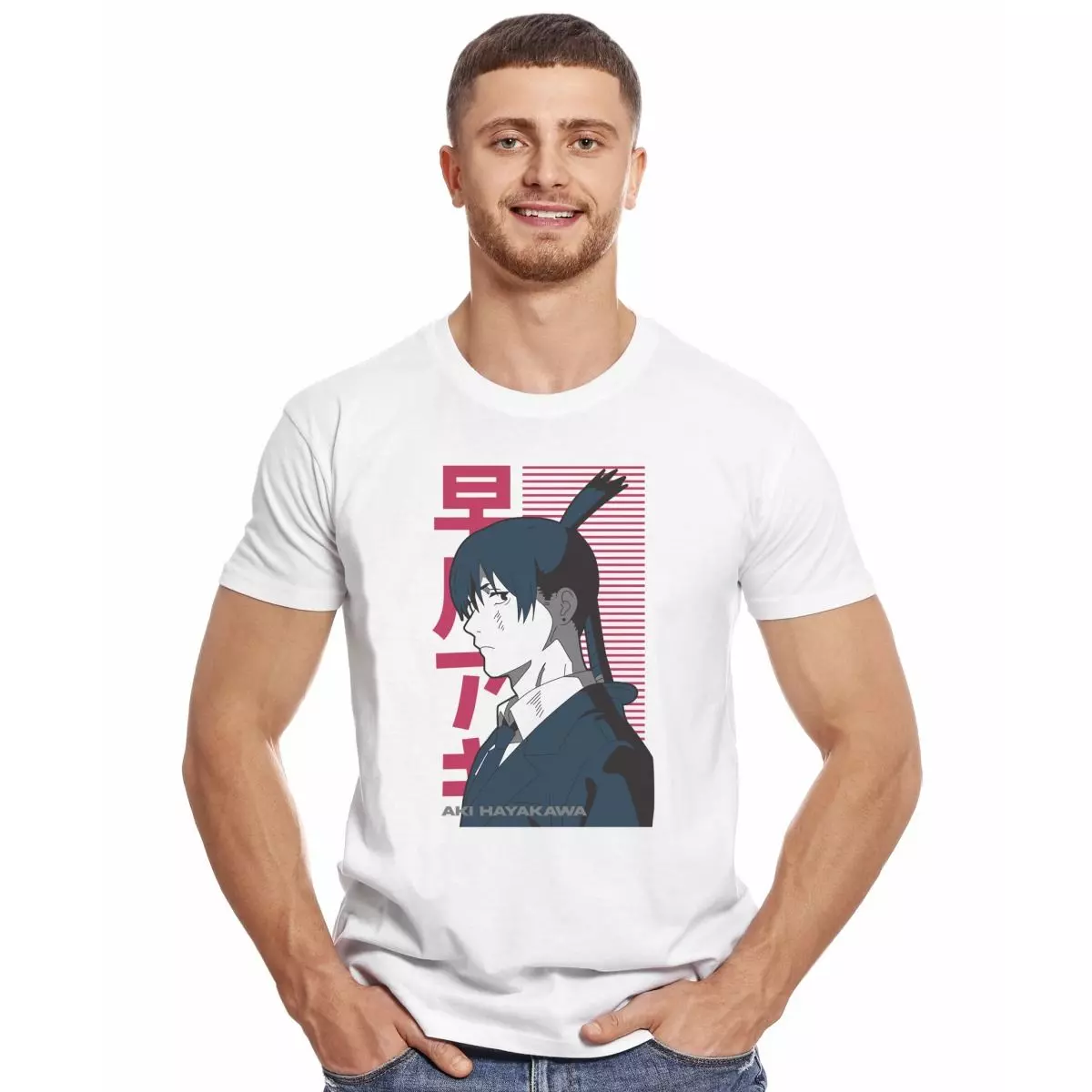 CHAINSAW MAN AKI HAYAKAWA PERFIL POLERA MANGA CORTA HOMBRE-2