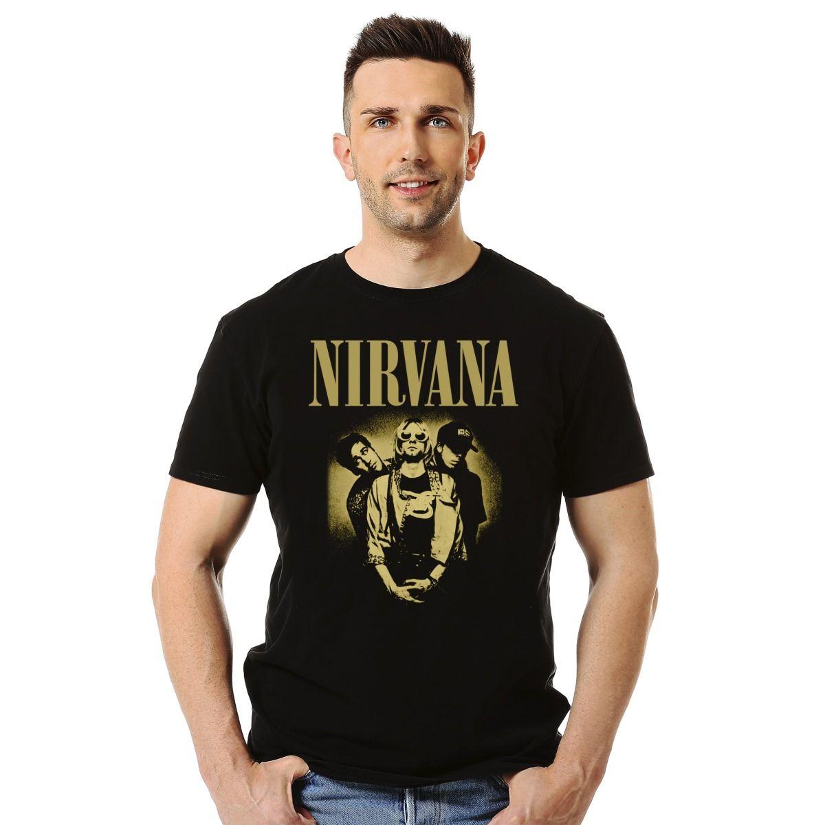 Polera Nirvana Band Photo Yellow Rock-2