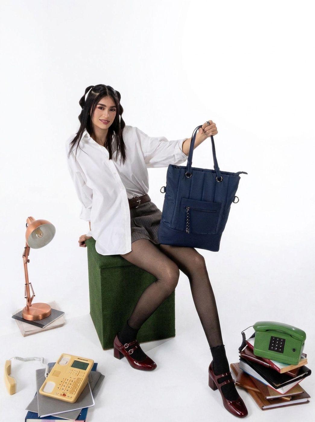 Bolso Tote Cool Capital FUJI 14 Azul Compacto Uso Diario-7
