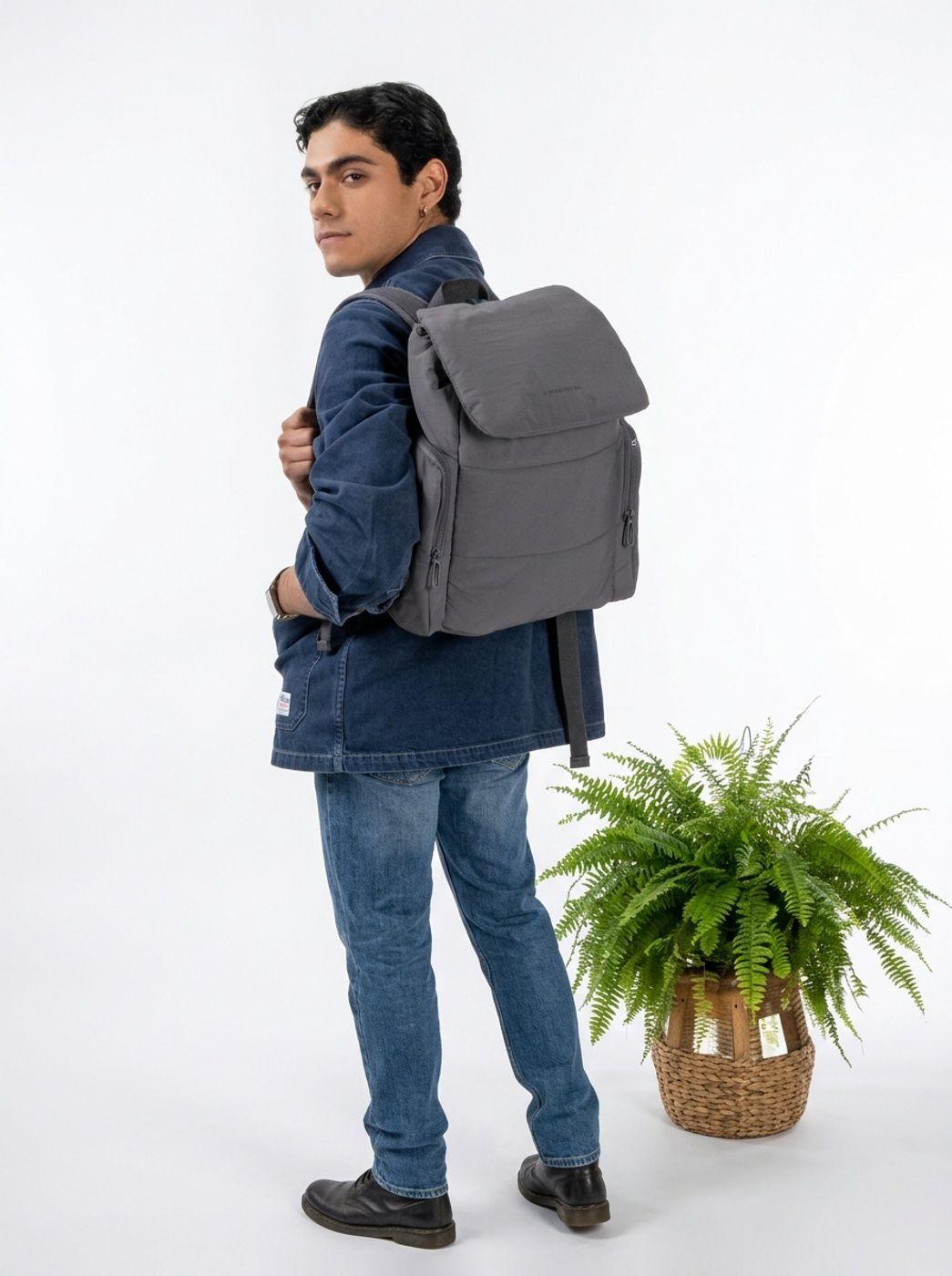 Mochila Cool Capital ONNA 15 Gris Urbana Para Uso Diario-7