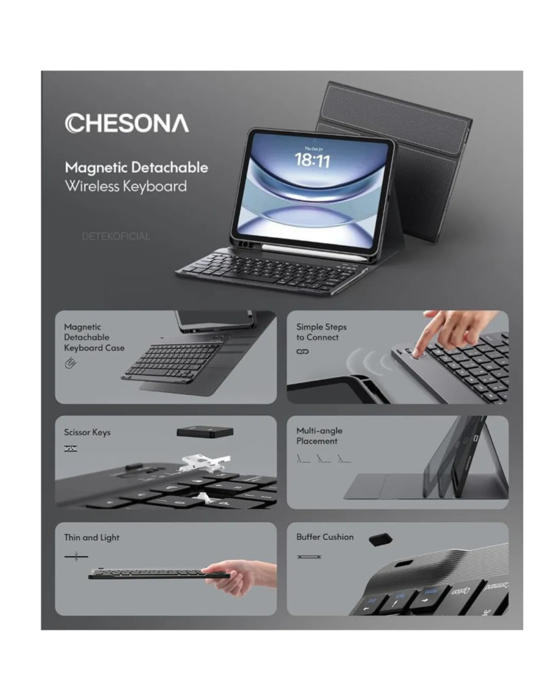 Funda Con Teclado Bluetooth Para iPad 11th A16 2025 -2