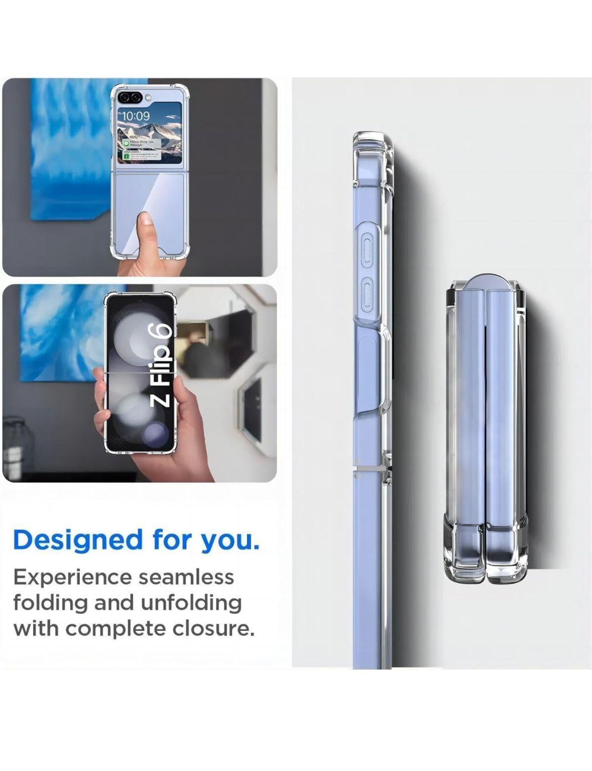 Carcasa Transparente Reforzada Para Samsung Z Flip 6 + Lamina Hidrogel -2