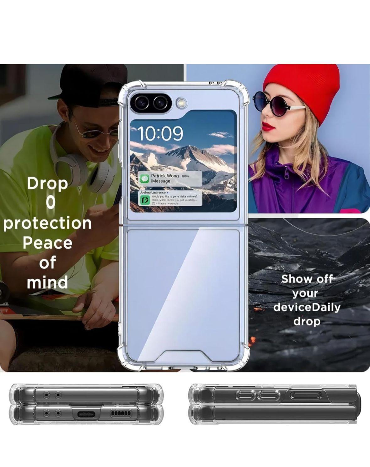 Carcasa Transparente Reforzada Para Samsung Z Flip 6 + Lamina Hidrogel -3