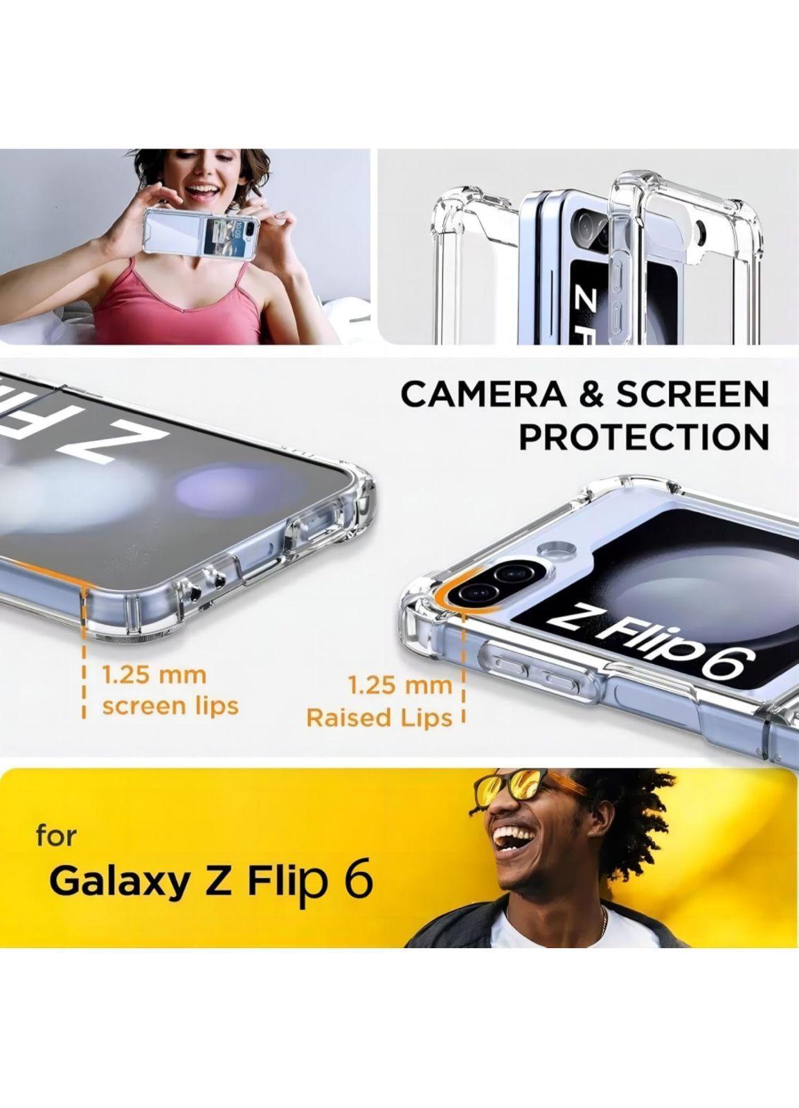 Carcasa Transparente Reforzada Para Samsung Z Flip 6 + Lamina Hidrogel -4