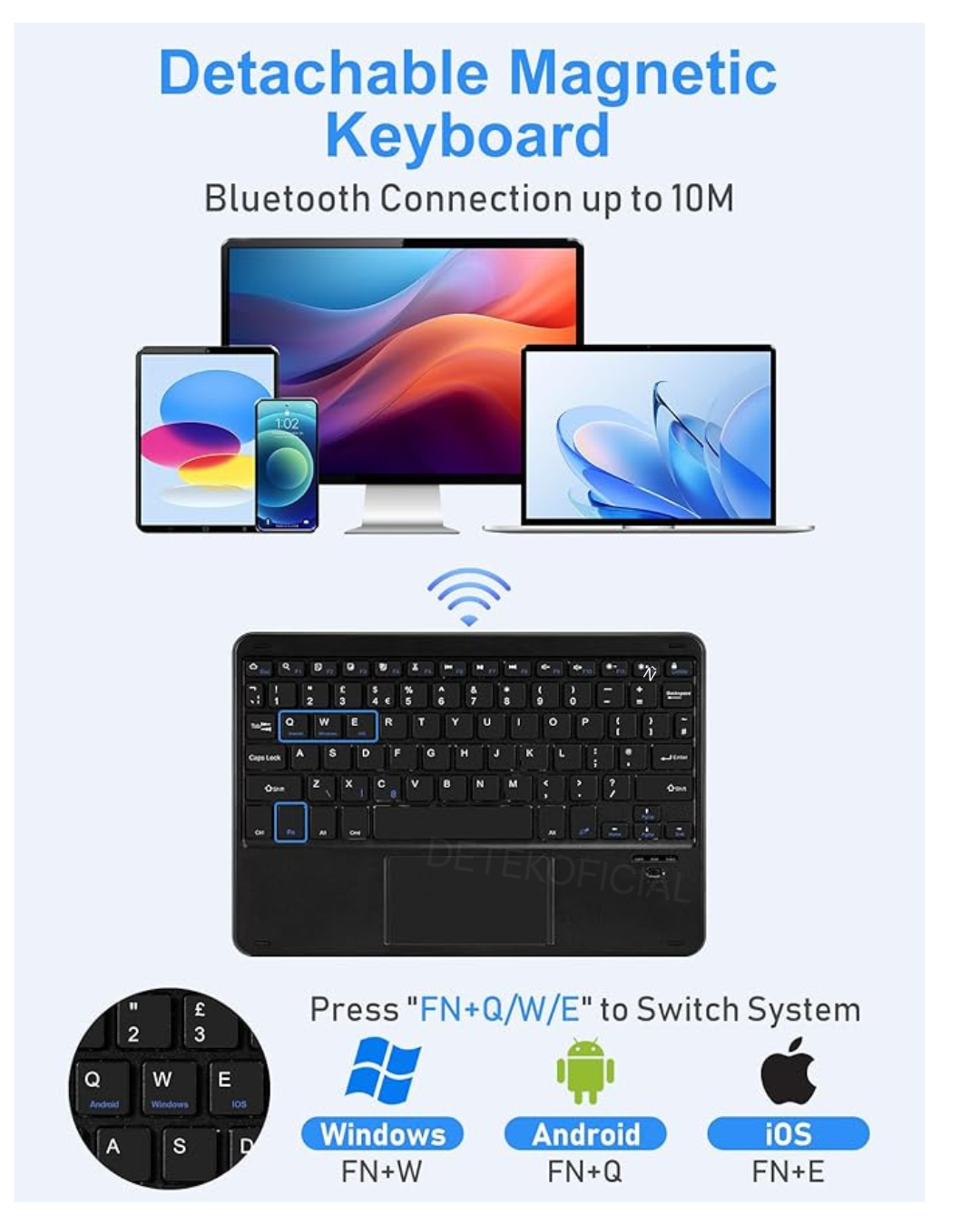 Funda con teclado bluetooth touchpad para iPad 11 Generación A16 2025 -3