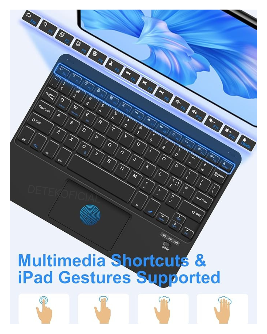 Funda con teclado bluetooth touchpad para iPad 11 Generación A16 2025 -4
