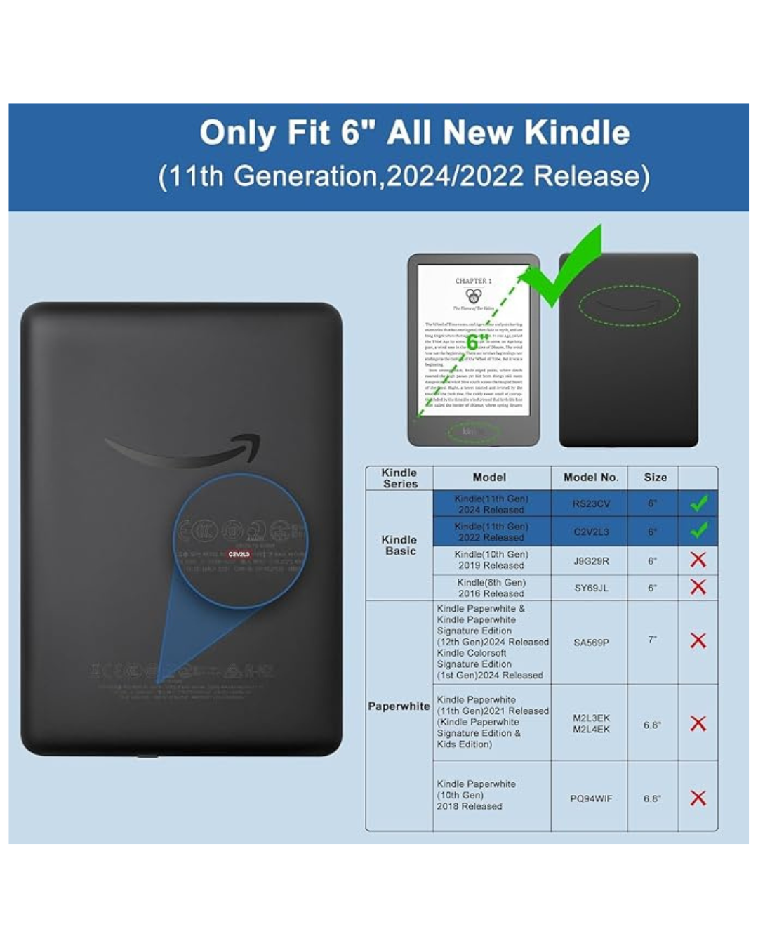 Funda Inteligente Protectora Para Kindle 11th Gene 2024 Release Rs23cv-1