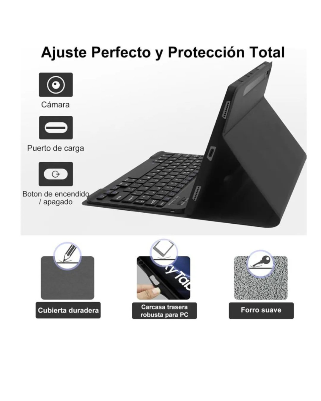 Funda con teclado Bluetooth para Samsung S9 fe 10.9" -2