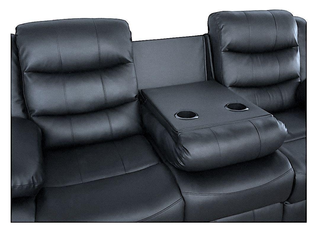 SOFA RECLINEBLE RELAXLINE 3 CUERPOS NEGRO POSA VASO-3