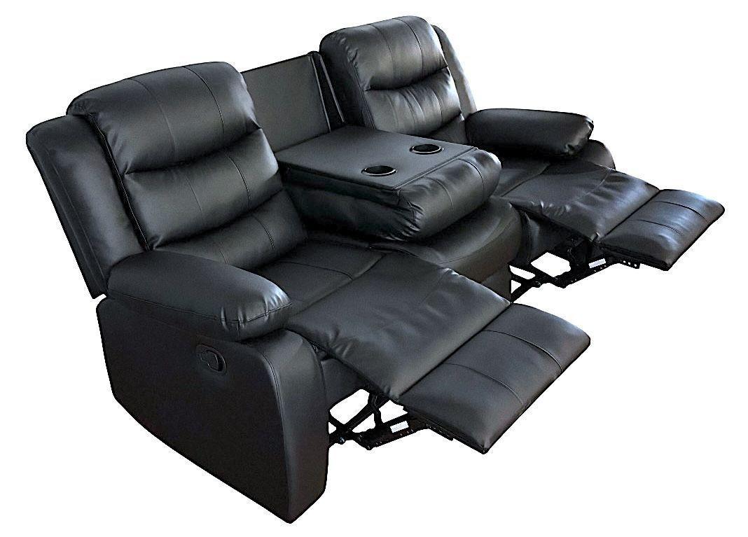 SOFA RECLINEBLE RELAXLINE 3 CUERPOS NEGRO POSA VASO-4