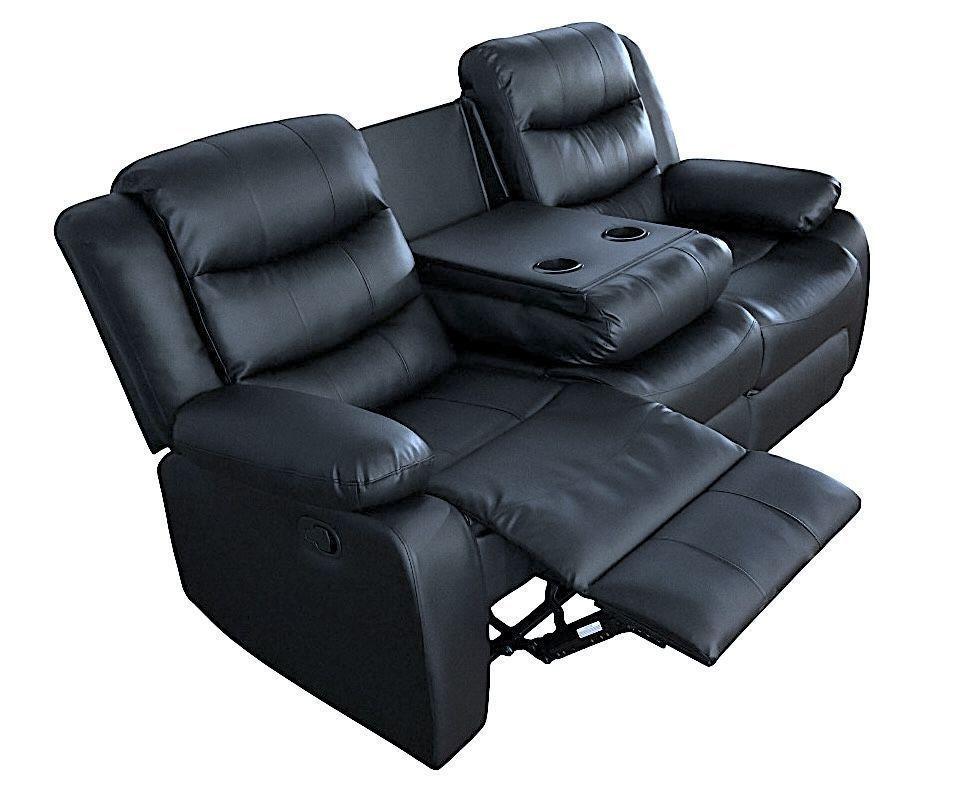 SOFA RECLINEBLE RELAXLINE 3 CUERPOS NEGRO POSA VASO-6