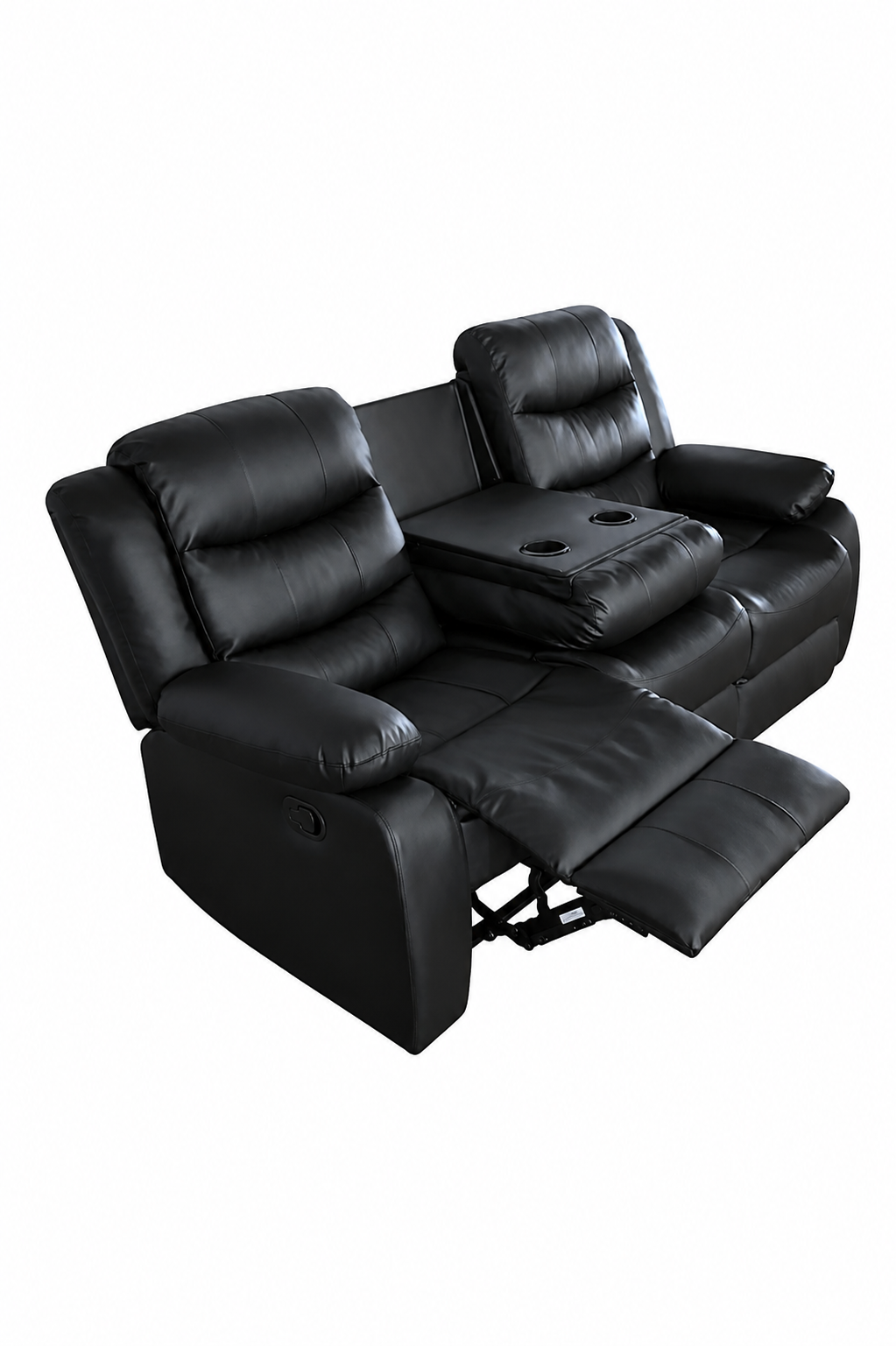 SOFA RECLINEBLE RELAXLINE 3 CUERPOS NEGRO POSA VASO-2