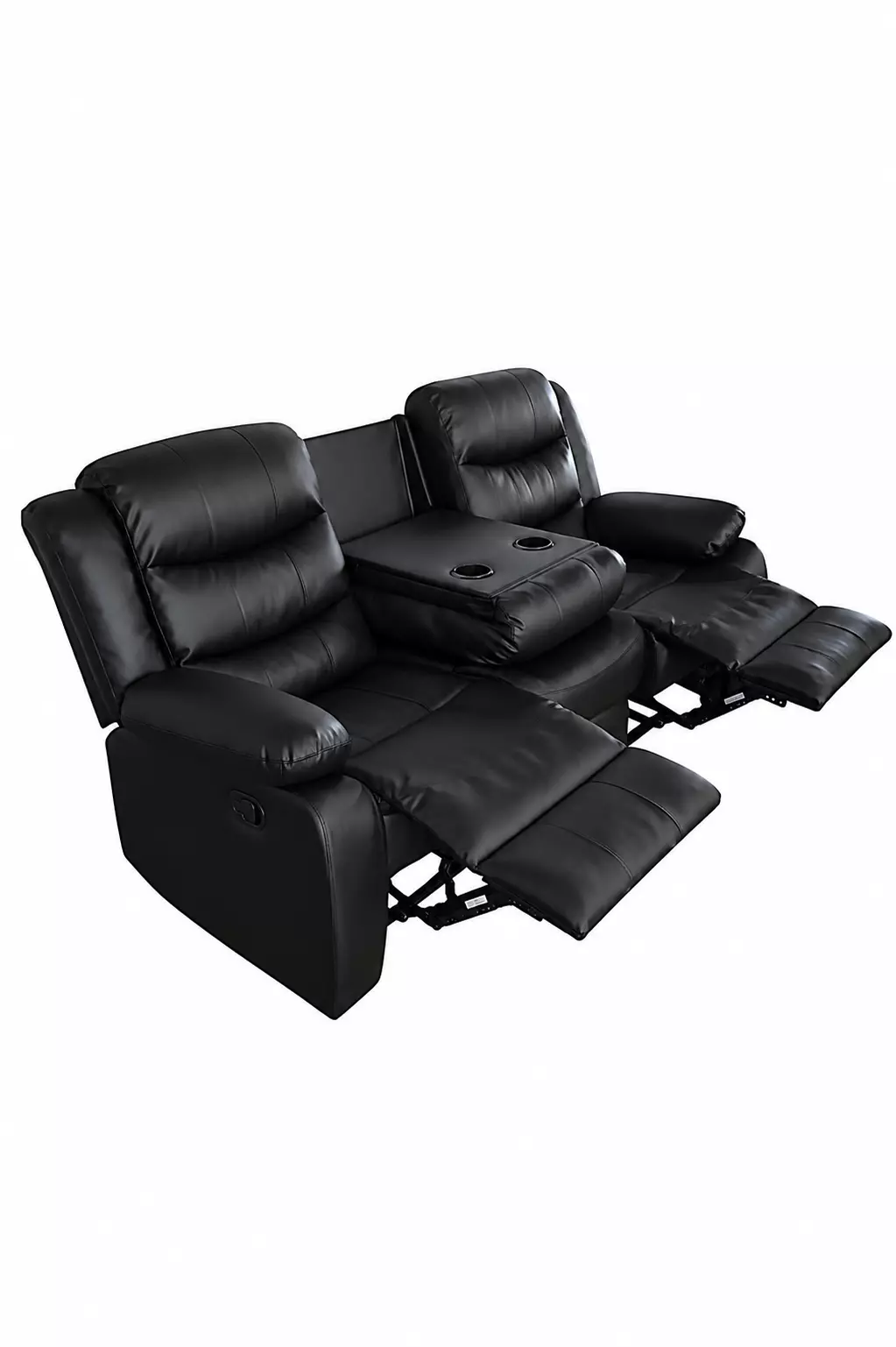 SOFA RECLINEBLE RELAXLINE 3 CUERPOS NEGRO POSA VASO-4