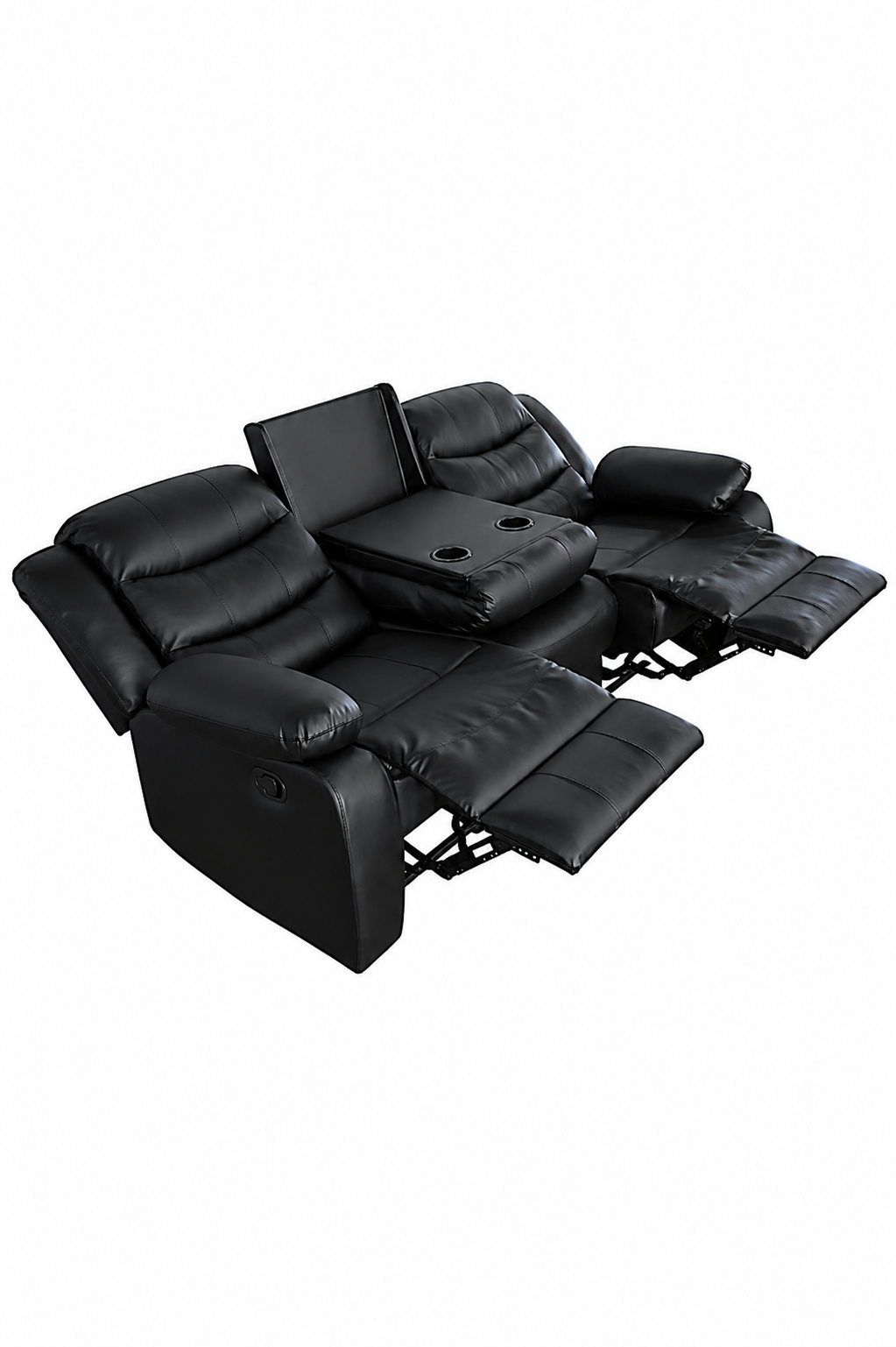 SOFA RECLINEBLE RELAXLINE 3 CUERPOS NEGRO POSA VASO-5