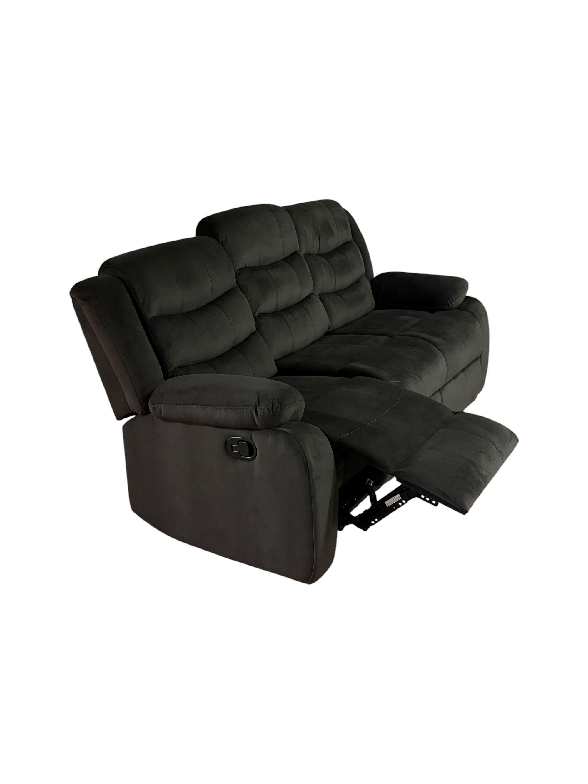 SOFA RECLINABLE RELAXLINE 3 CUERPOS CHOCOLATE OSCURO/POSA VASO - FELPA-3