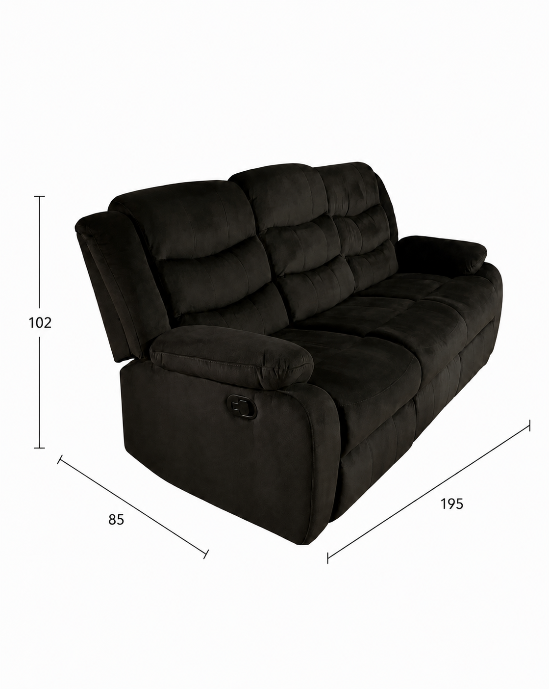 SOFA RECLINABLE RELAXLINE 3 CUERPOS CHOCOLATE OSCURO/POSA VASO - FELPA-2