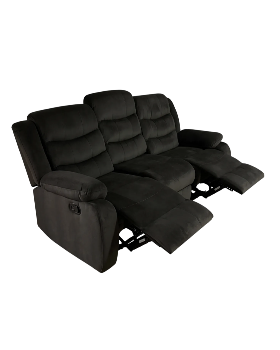 SOFA RECLINABLE RELAXLINE 3 CUERPOS CHOCOLATE OSCURO/POSA VASO - FELPA-3