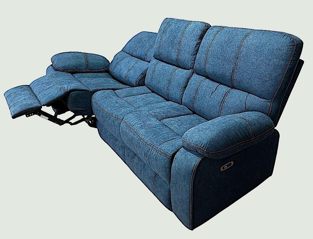 SOFA RECLINABLE ELECTRICO RELAXLINE 3 CUERPOS AZUL USB-2