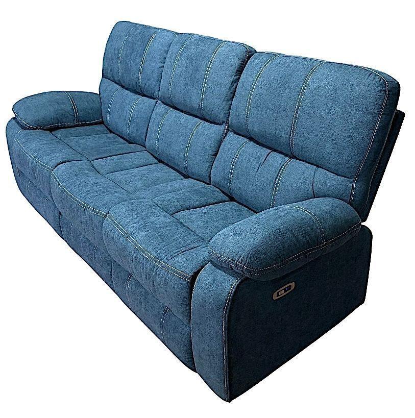SOFA RECLINABLE ELECTRICO RELAXLINE 3 CUERPOS AZUL USB-2