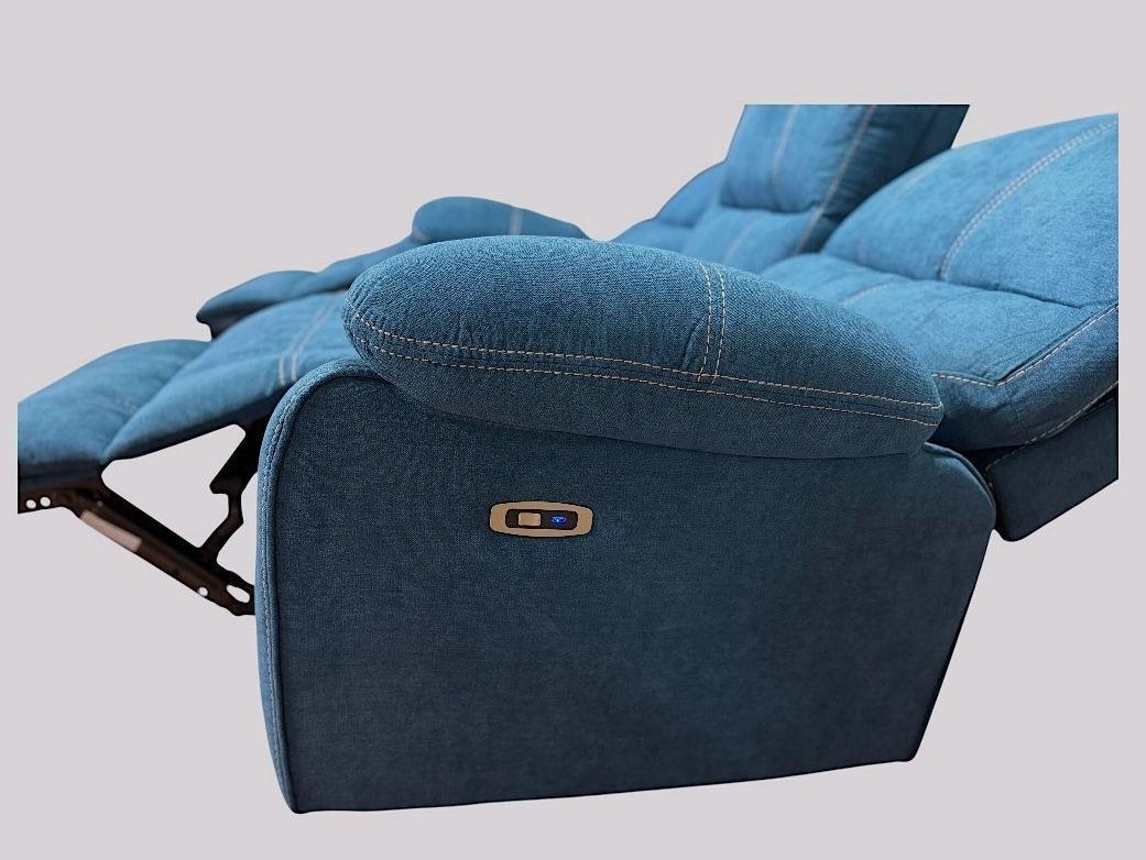 SOFA RECLINABLE ELECTRICO RELAXLINE 3 CUERPOS AZUL USB-6