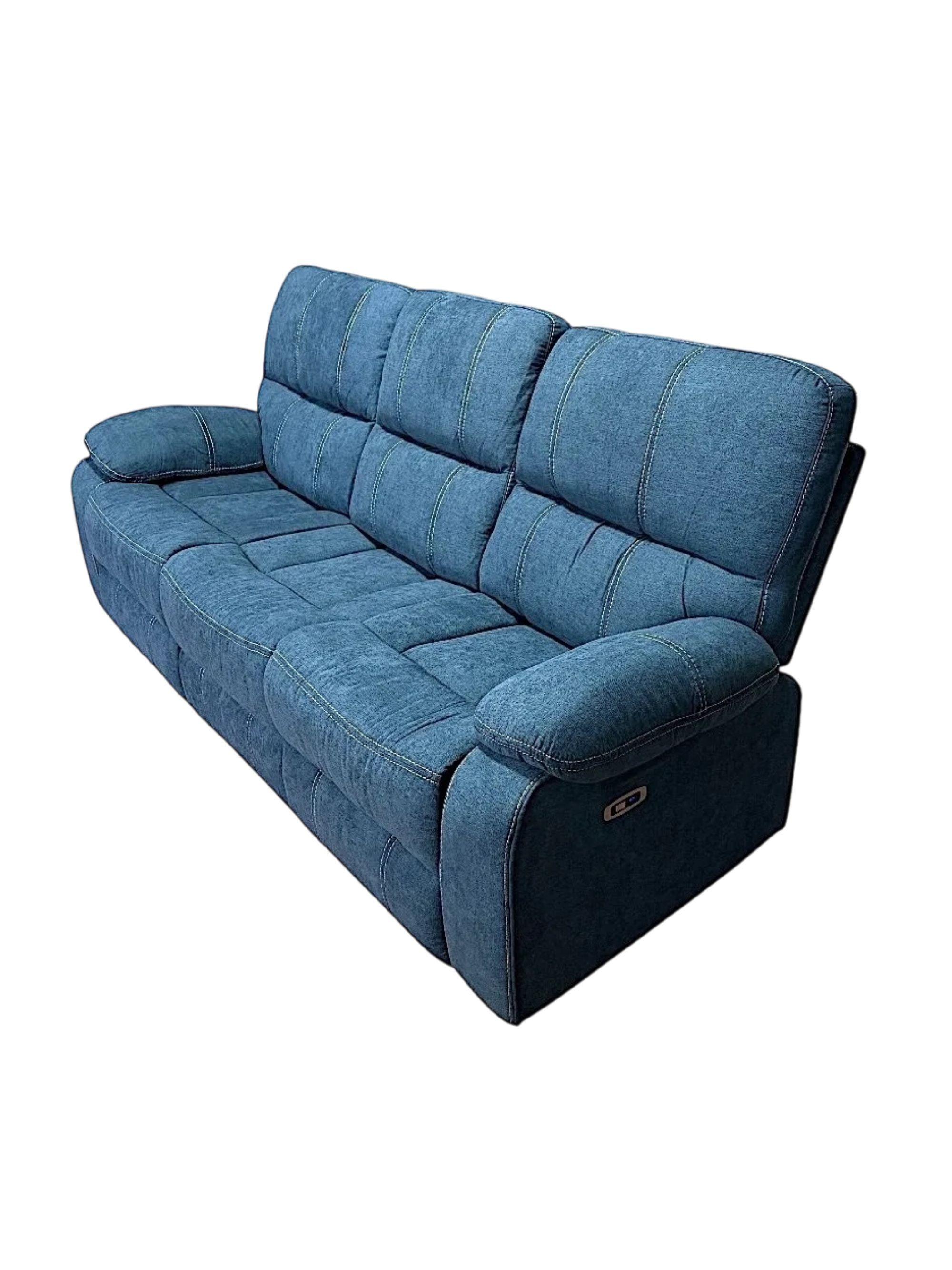 SOFA RECLINABLE ELECTRICO RELAXLINE 3 CUERPOS AZUL USB-2