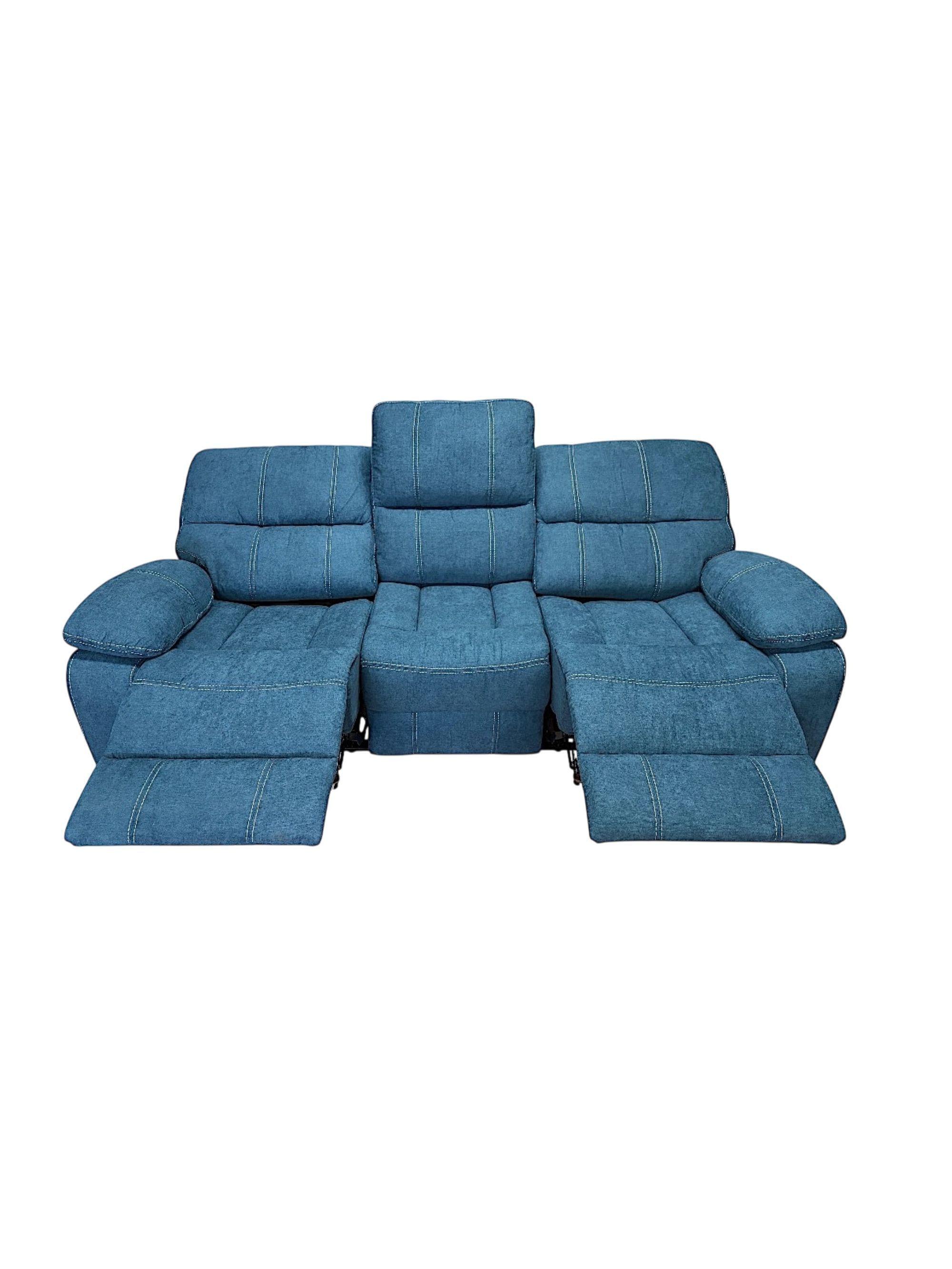 SOFA RECLINABLE ELECTRICO RELAXLINE 3 CUERPOS AZUL USB-4