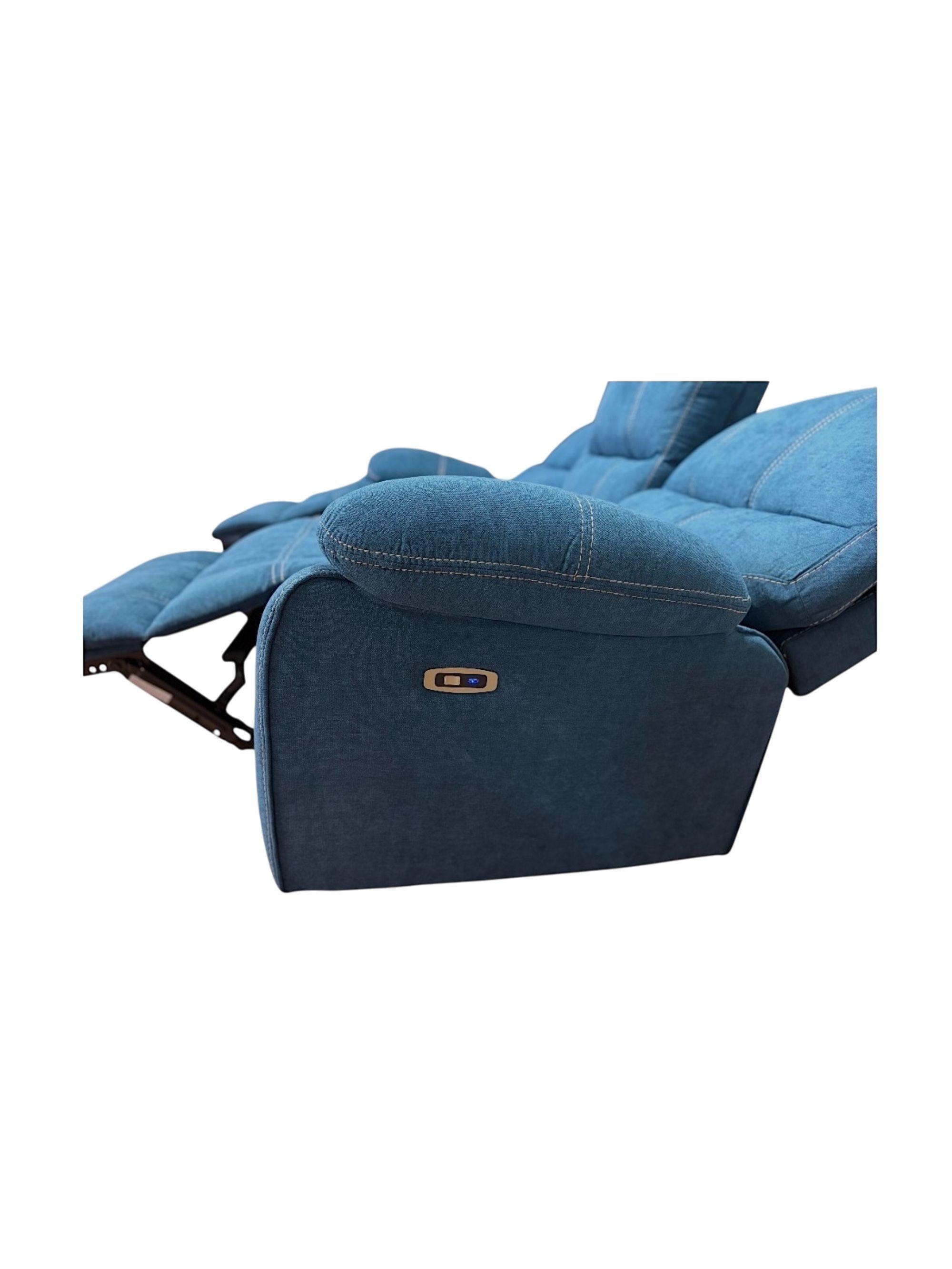 SOFA RECLINABLE ELECTRICO RELAXLINE 3 CUERPOS AZUL USB-5