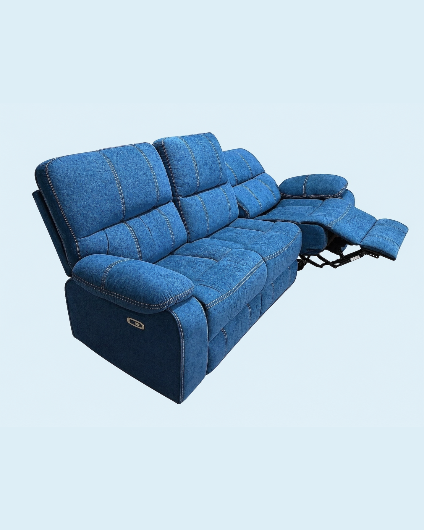 SOFA RECLINABLE ELECTRICO RELAXLINE 3 CUERPOS AZUL USB-2