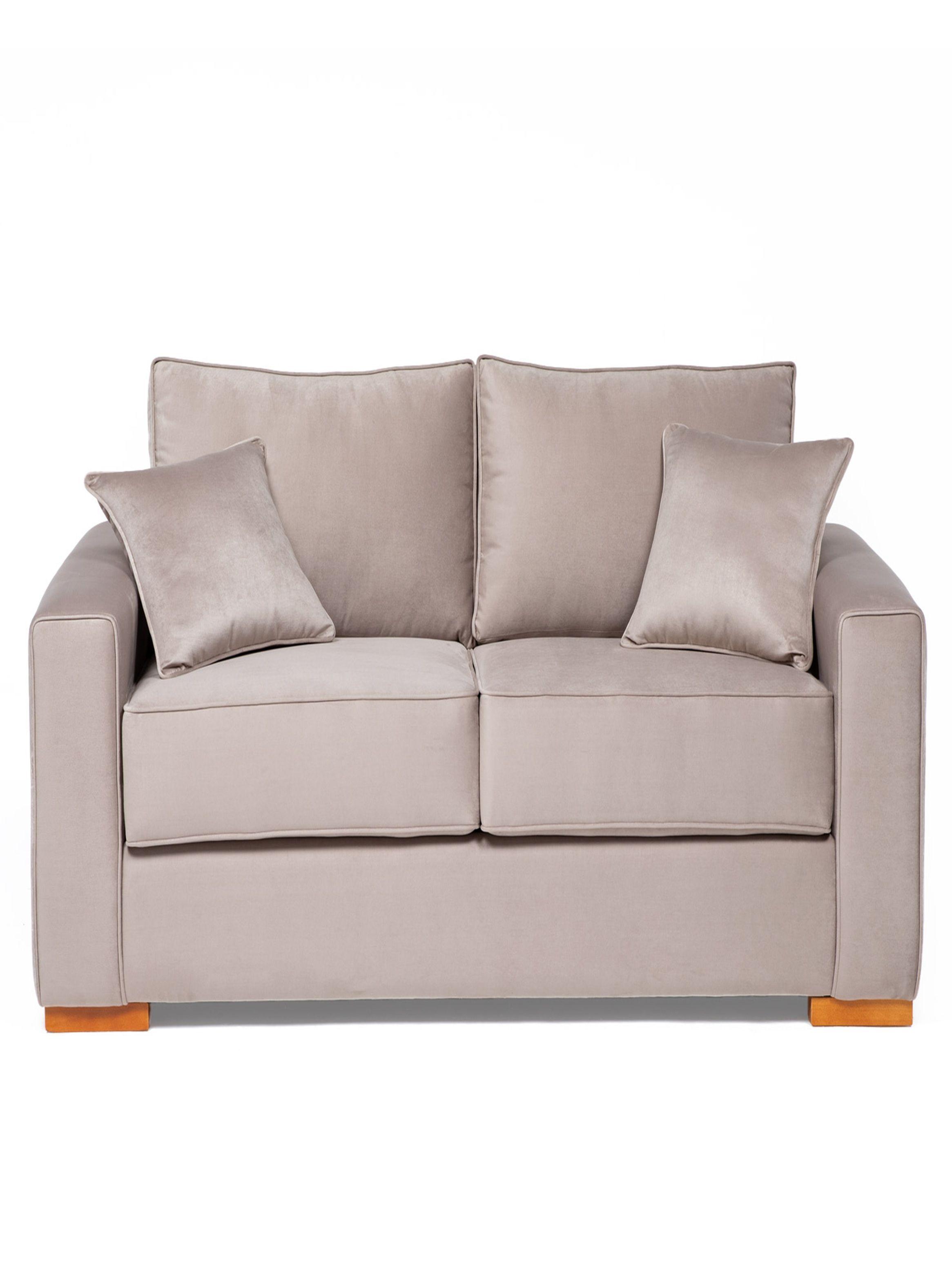 sofá victoria 2 cuerpos beige felpa -1