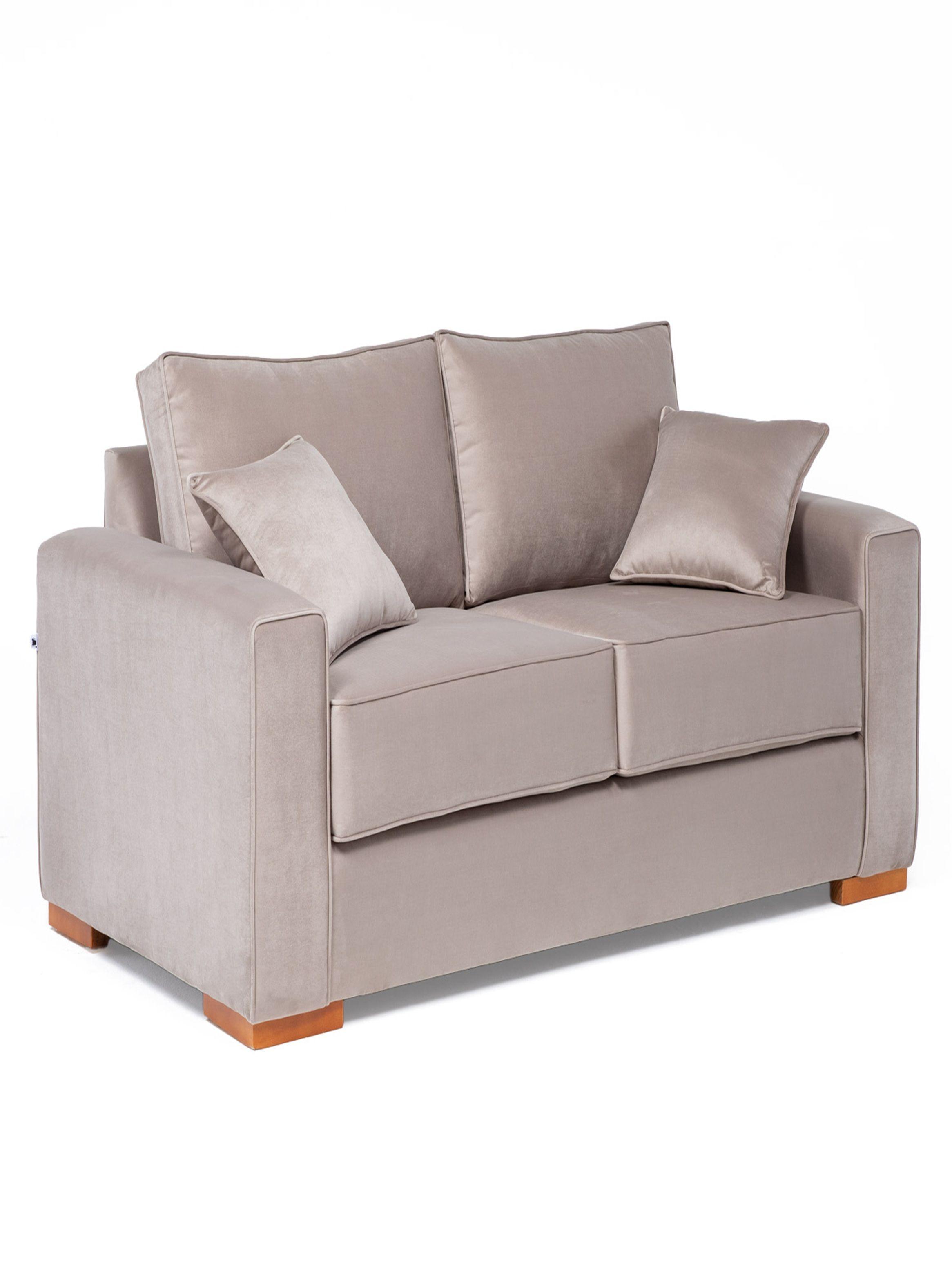 sofá victoria 2 cuerpos beige felpa -2