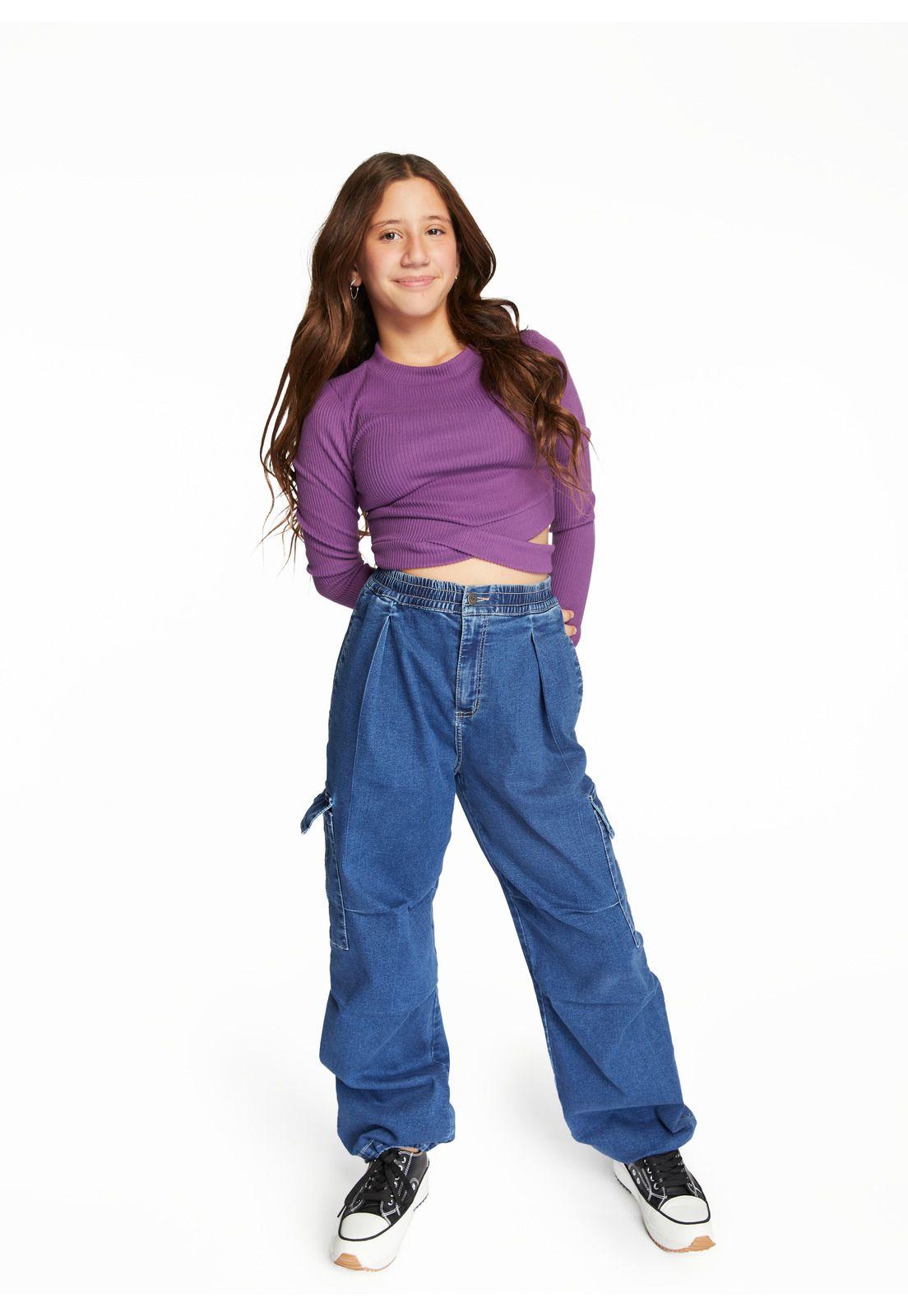 Jeans Abbie Parachute Cargo Azul Cacao-0