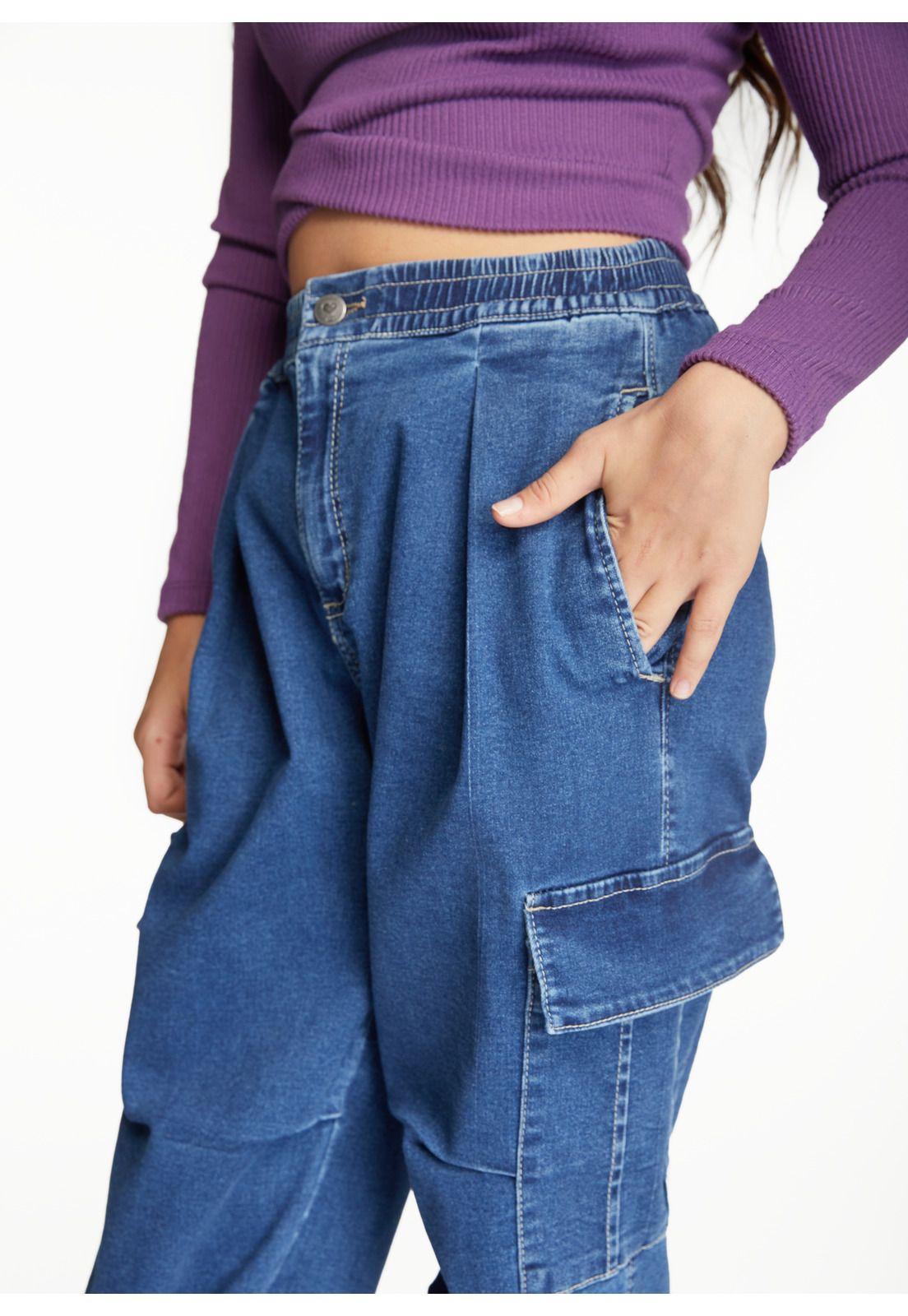 Jeans Abbie Parachute Cargo Azul Cacao-1