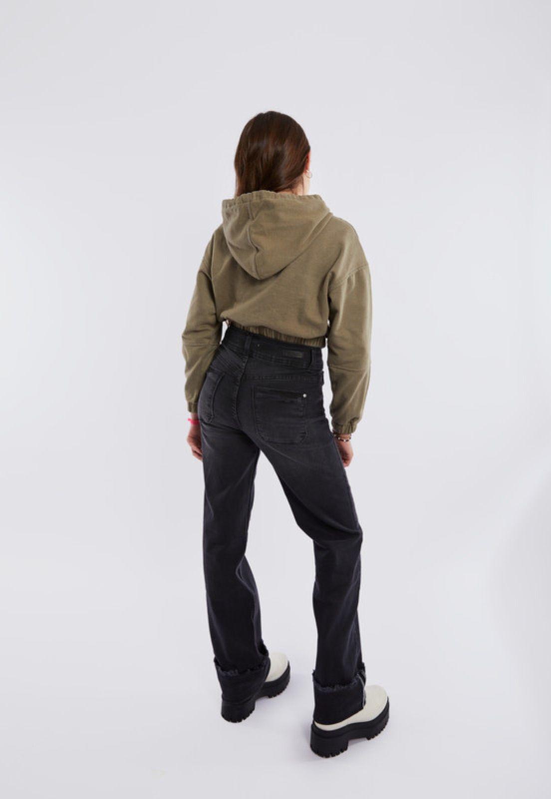 Polerón Crop Oversize Elsie Bolsillo Cargo Verde Cacao-3