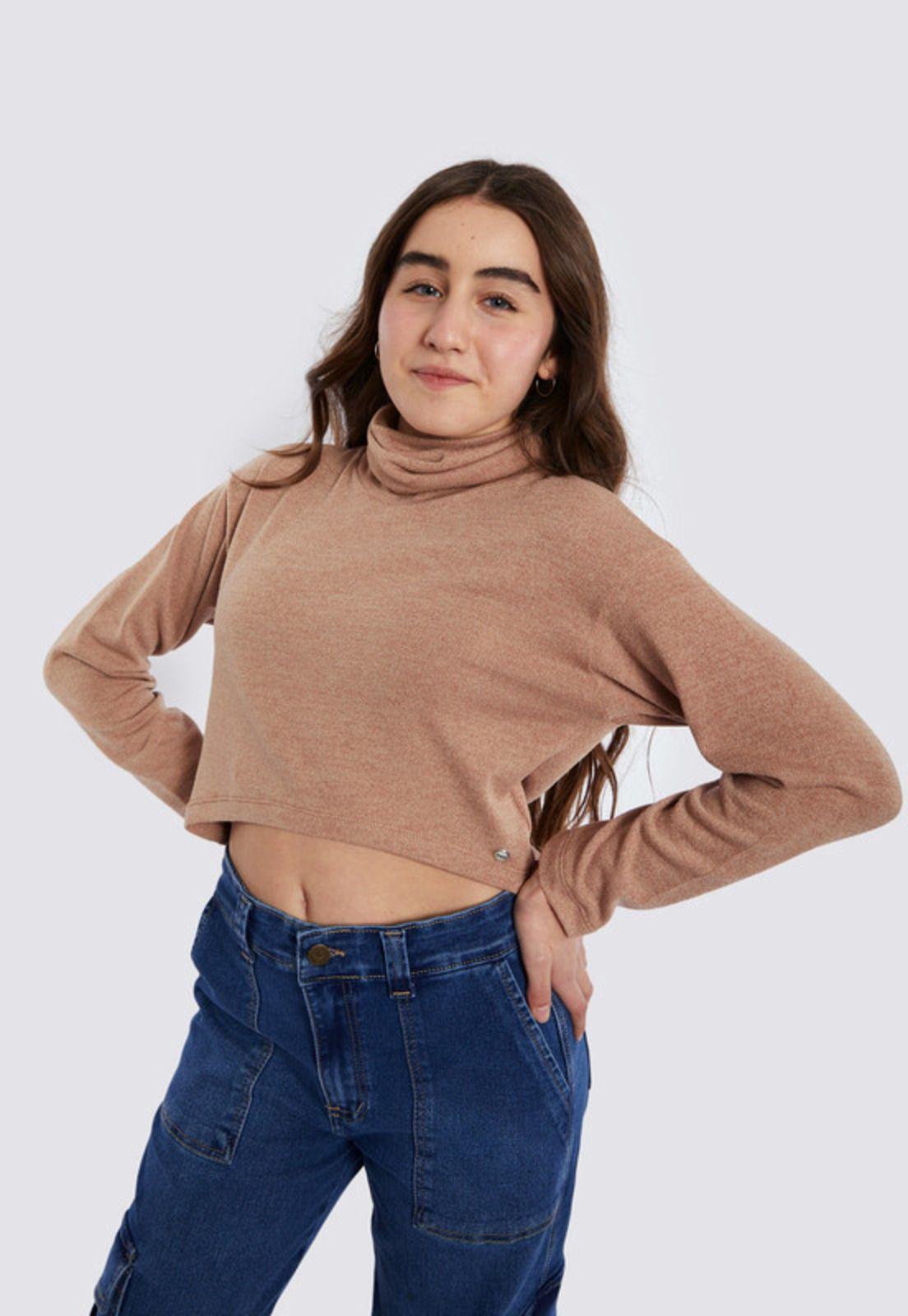 Sweater Crop Heidy Cuello Alto Camel-0