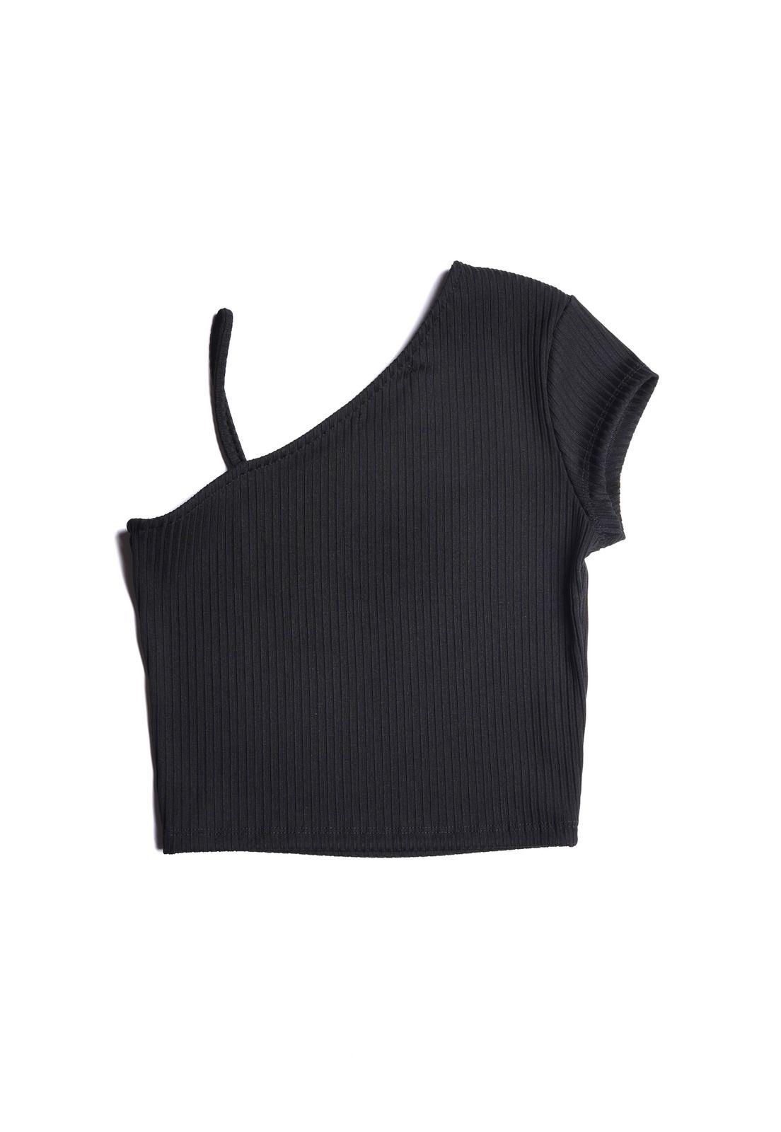 Polera Pitu Regular Asimétrica Negro Cacao-0