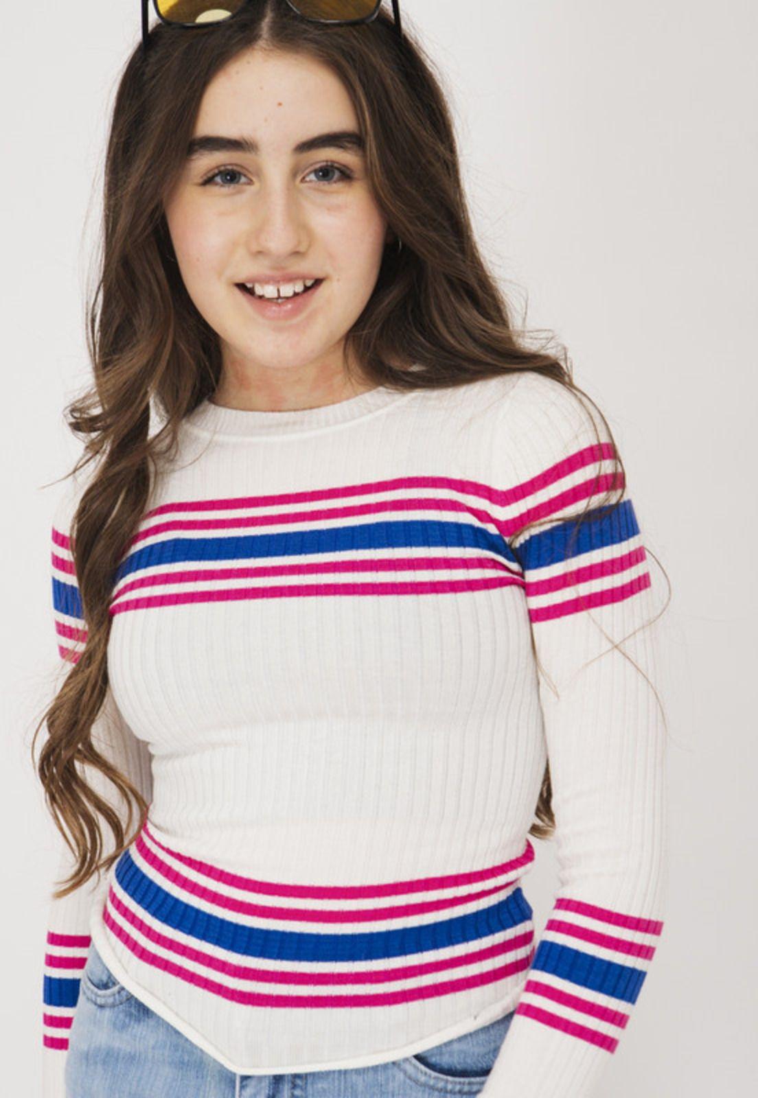 SWEATER NIÑA CON RAYAS BLANCO-1