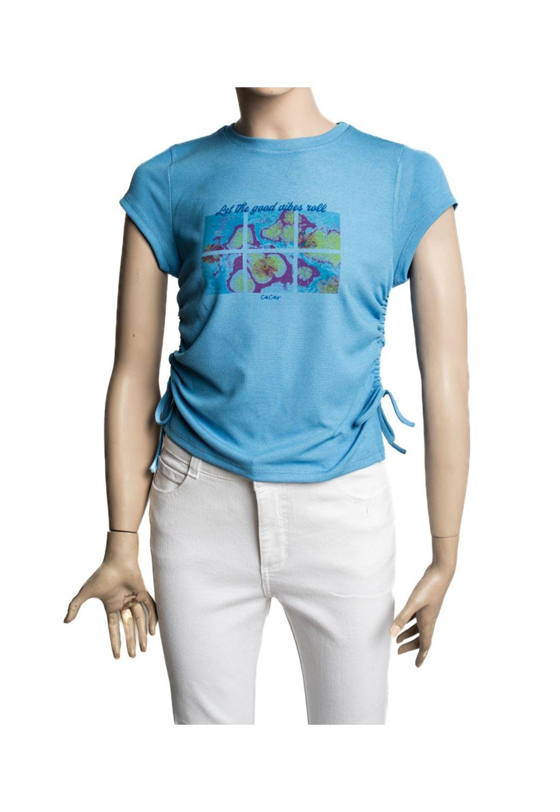 Polera Anto Regular Recogido en Costados Celeste Cacao-0