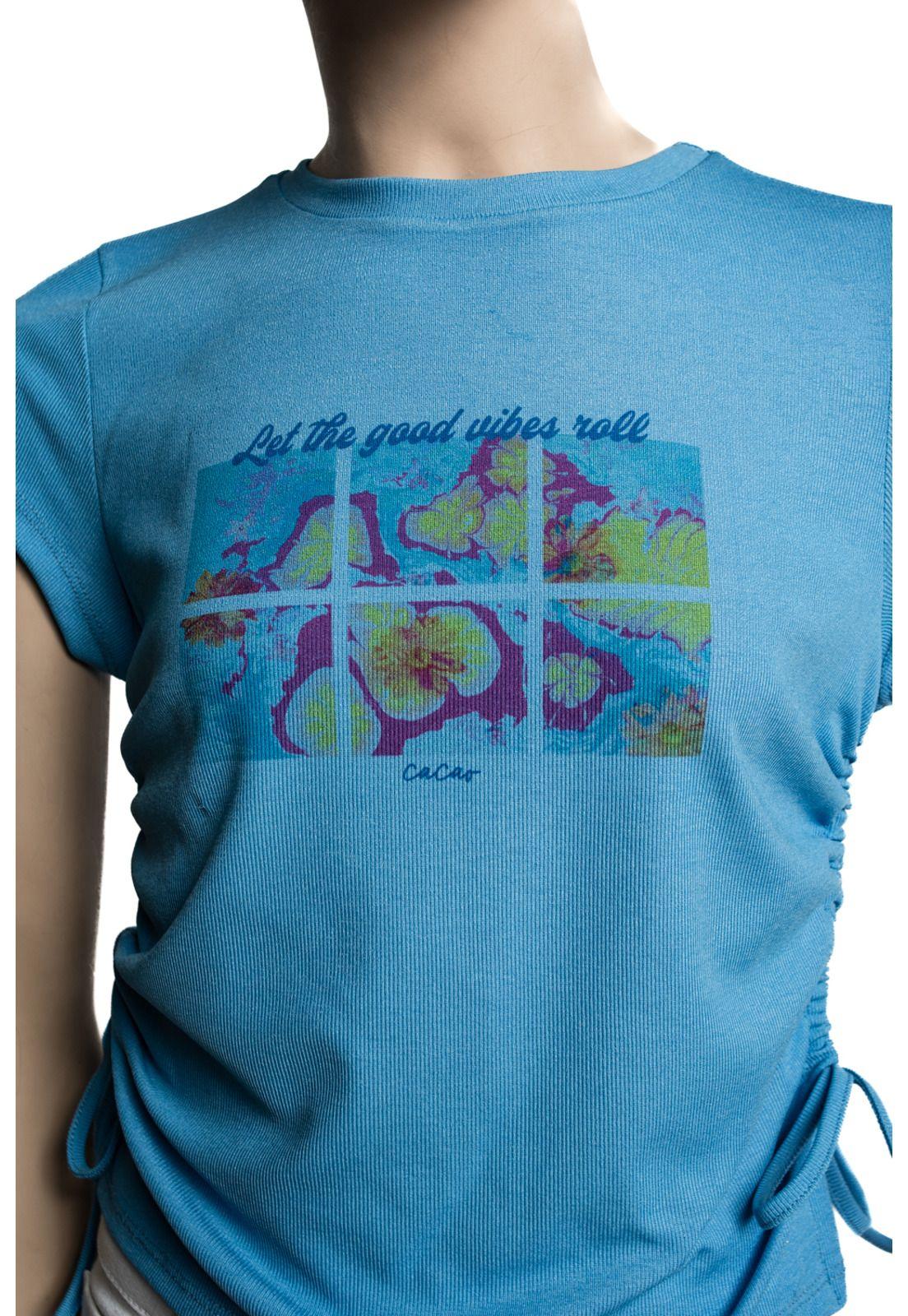 Polera Anto Regular Recogido en Costados Celeste Cacao-1