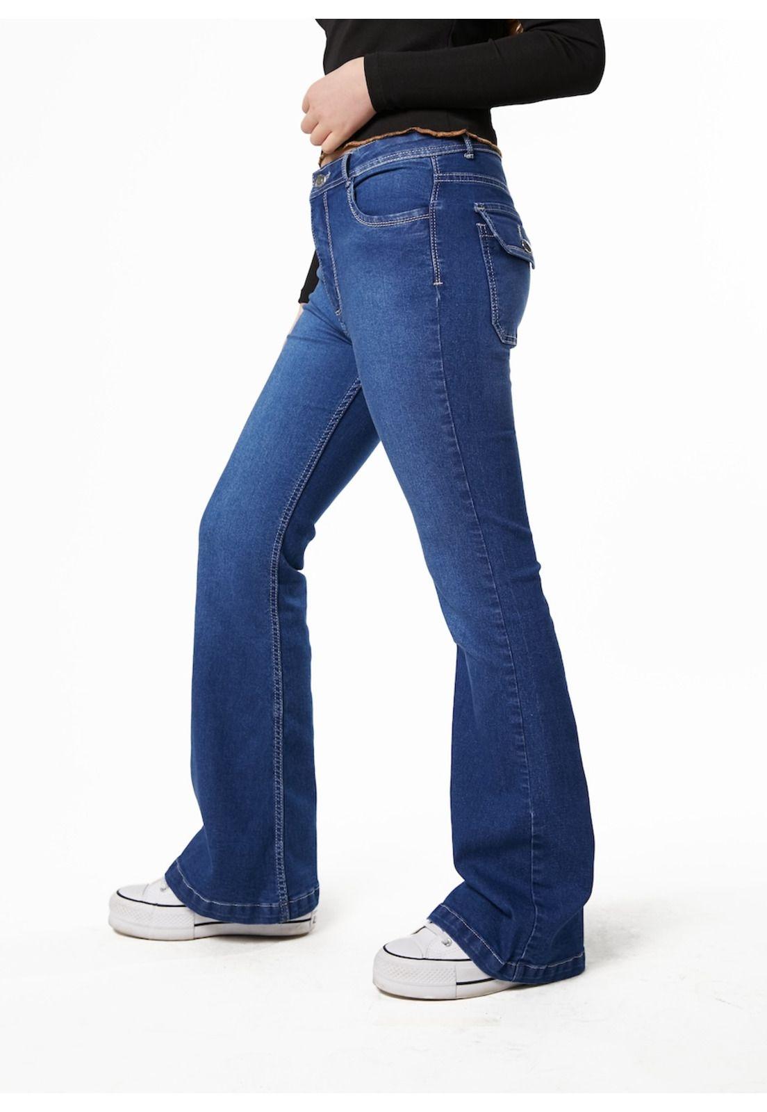 JEANS GORI FLARE BOLSILLO TRASERO TAPETAS-1