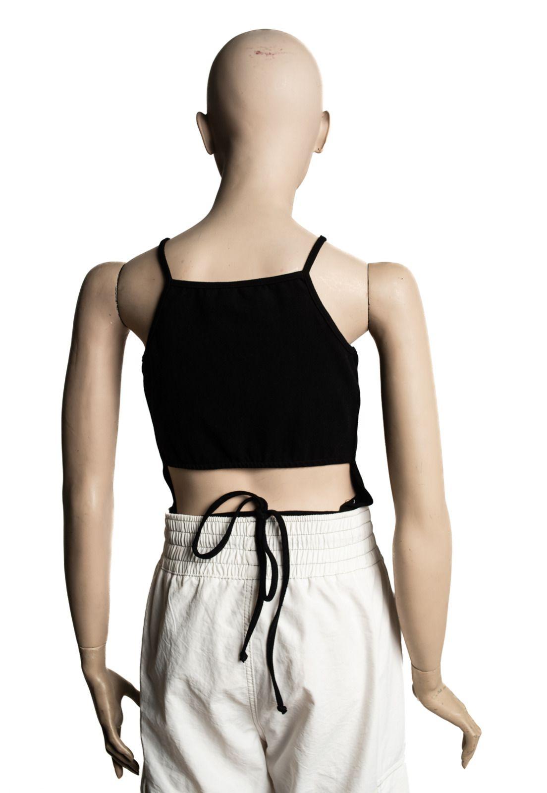 Polera Sicilia Crop Cuello Halter Amarra Espalda Negro Cacao-2