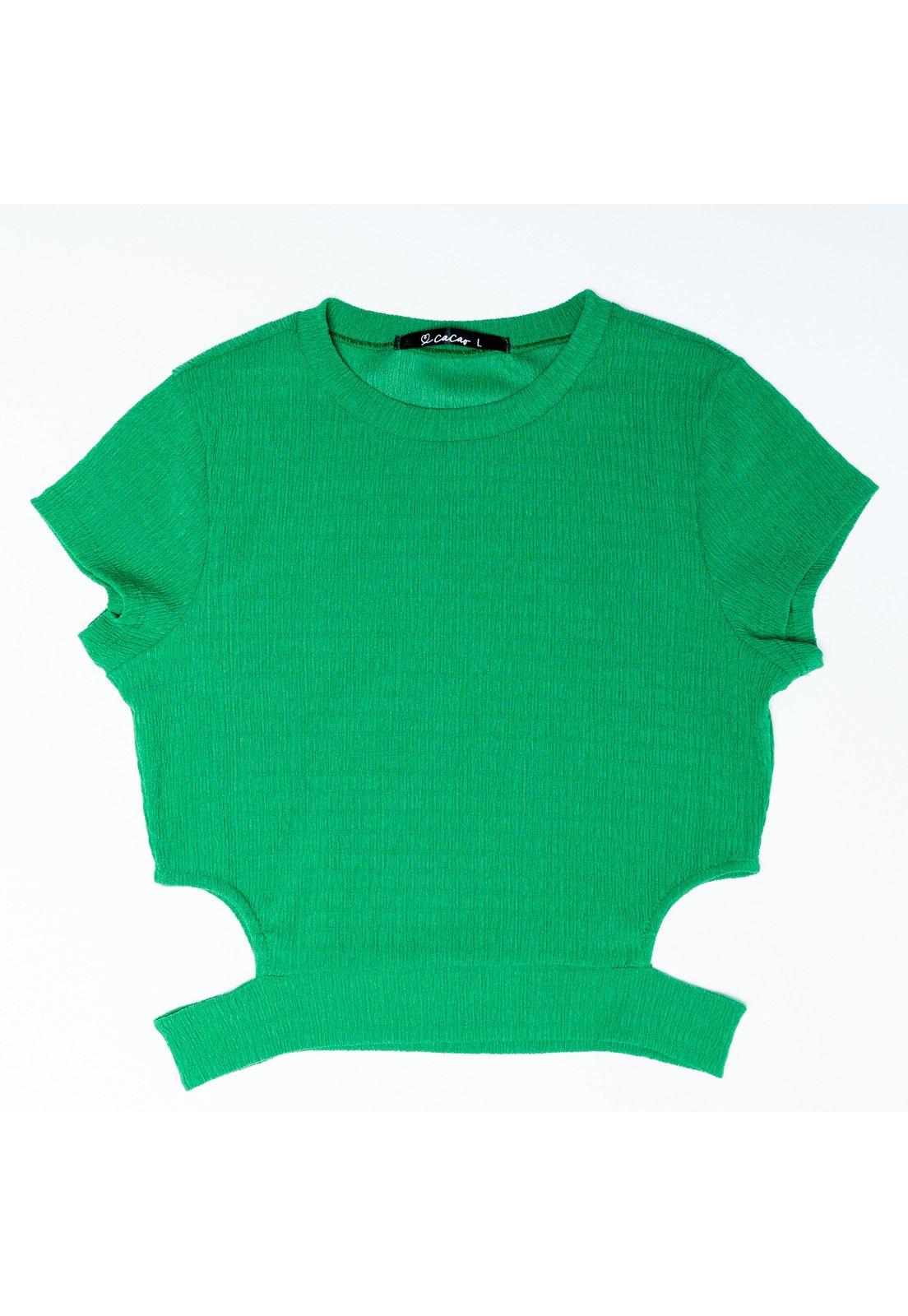 Polera Kira Crop Aberturas en Costado Verde Cacao-0