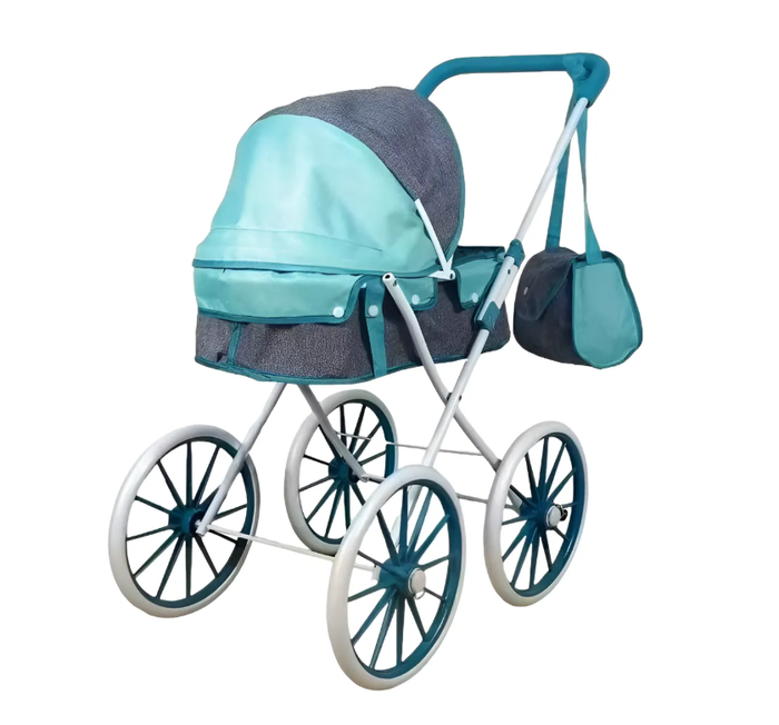 Coche de Mu ecas Vintage con Bolso y 4 Ruedas Grandes-2