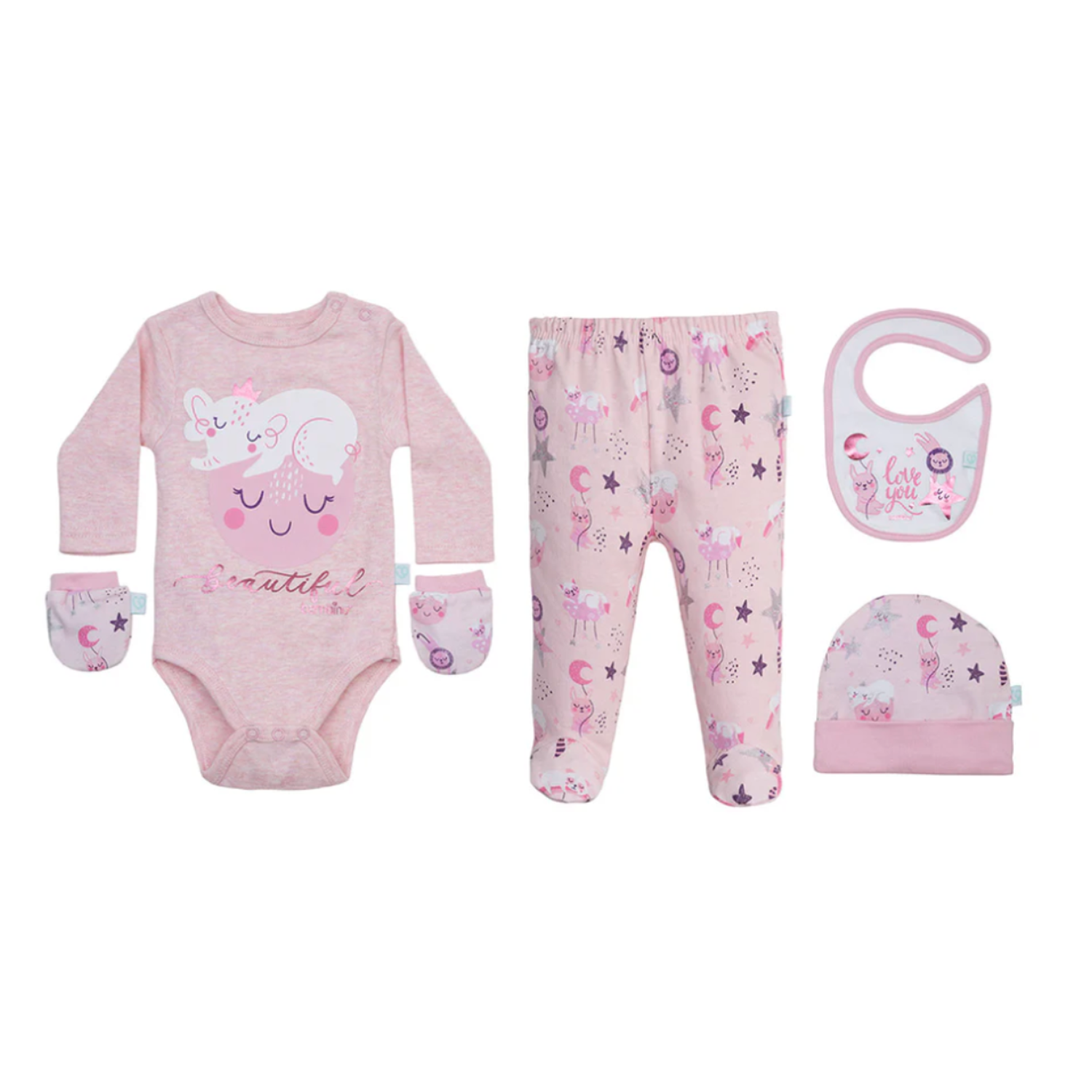 Set 5 Piezas Baby Gift Bambino Animales Rosado-2