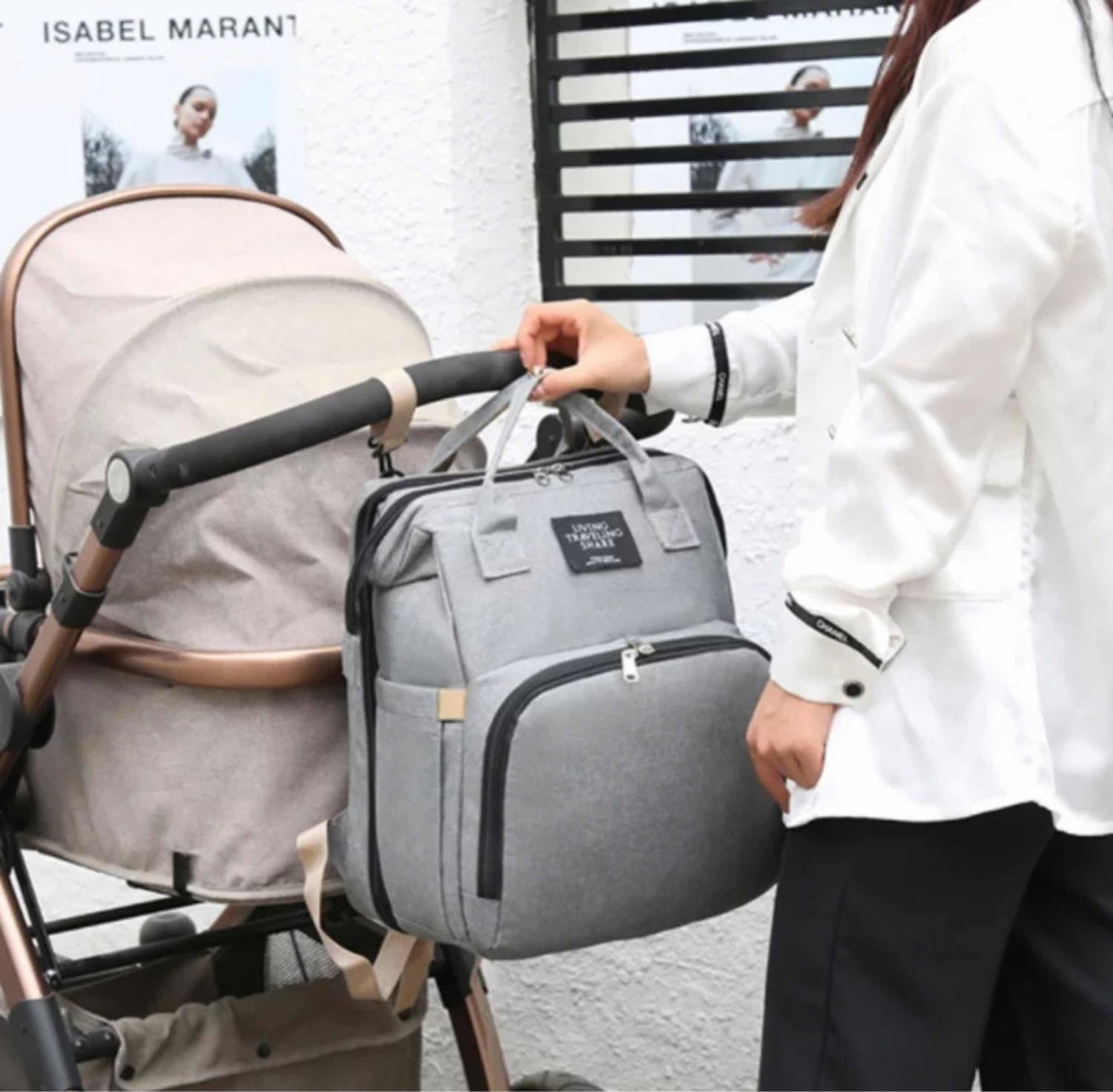 Práctica Mochila 3 En 1. Pañalera, Cuna Y Mudador Portátil-3