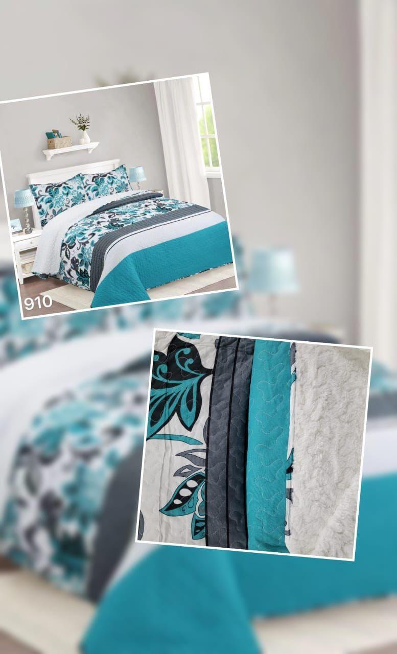 Cubrecama Sherpa 2 Plazas - Turquesa Hojas M910-2