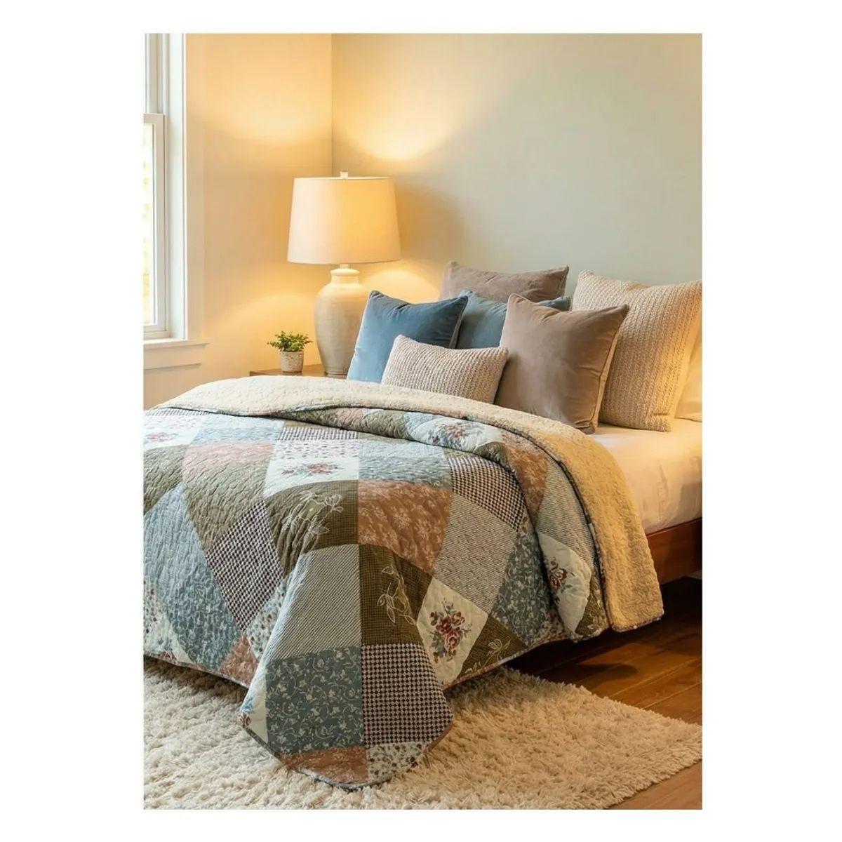 Cubrecama sherpa King Multidiseños Rombos M936-2