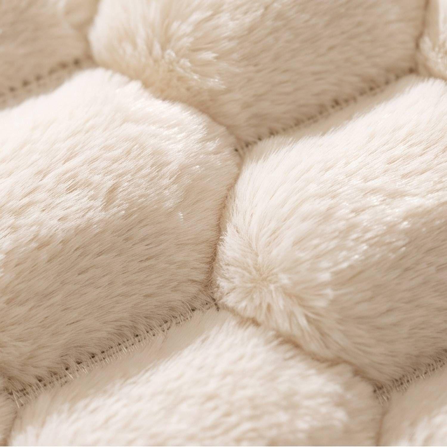 Set 2 Fundas de Cojín Peluche Burbuja Crema 45x45 cm Colección Perla Marfil-2